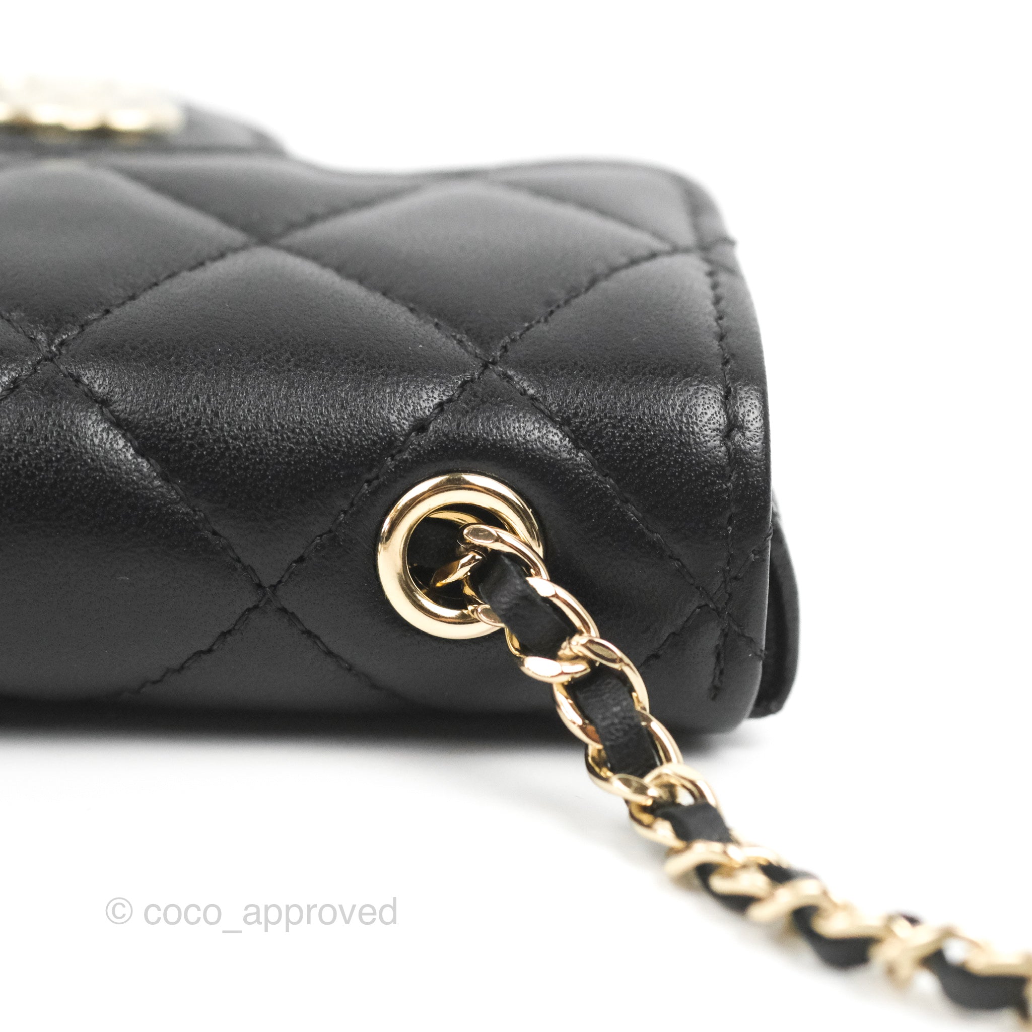 Chanel Bow Chain Belt Bag Black Lambskin Gold Hardware - Luxury Crossbody Purse for Women, Evening Parties & Special Occasions