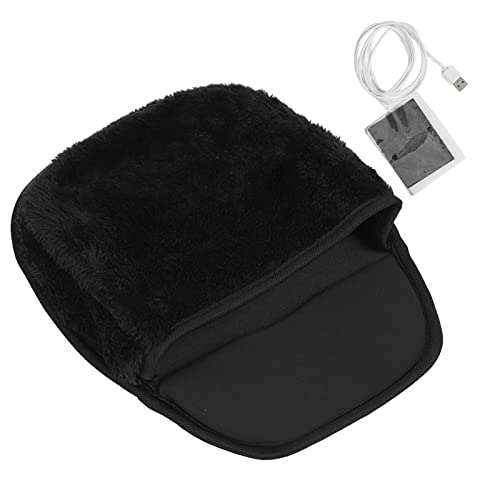 USB Heated Mouse Pad - Warming Electric Hand Warmer for Men & Women - Black Ergonomic Heating Pad for Office, Gaming & Winter Use