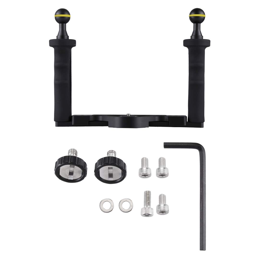 PULUZ Dual Handle Aluminum Alloy Handheld Stabilizer Diving Tray for GoPro Hero 11/10/9/8/7/6/5, Session, Xiaoyi & DSLR Cameras - Underwater Photography Gear for Scuba Diving, Snorkeling & Action Sports