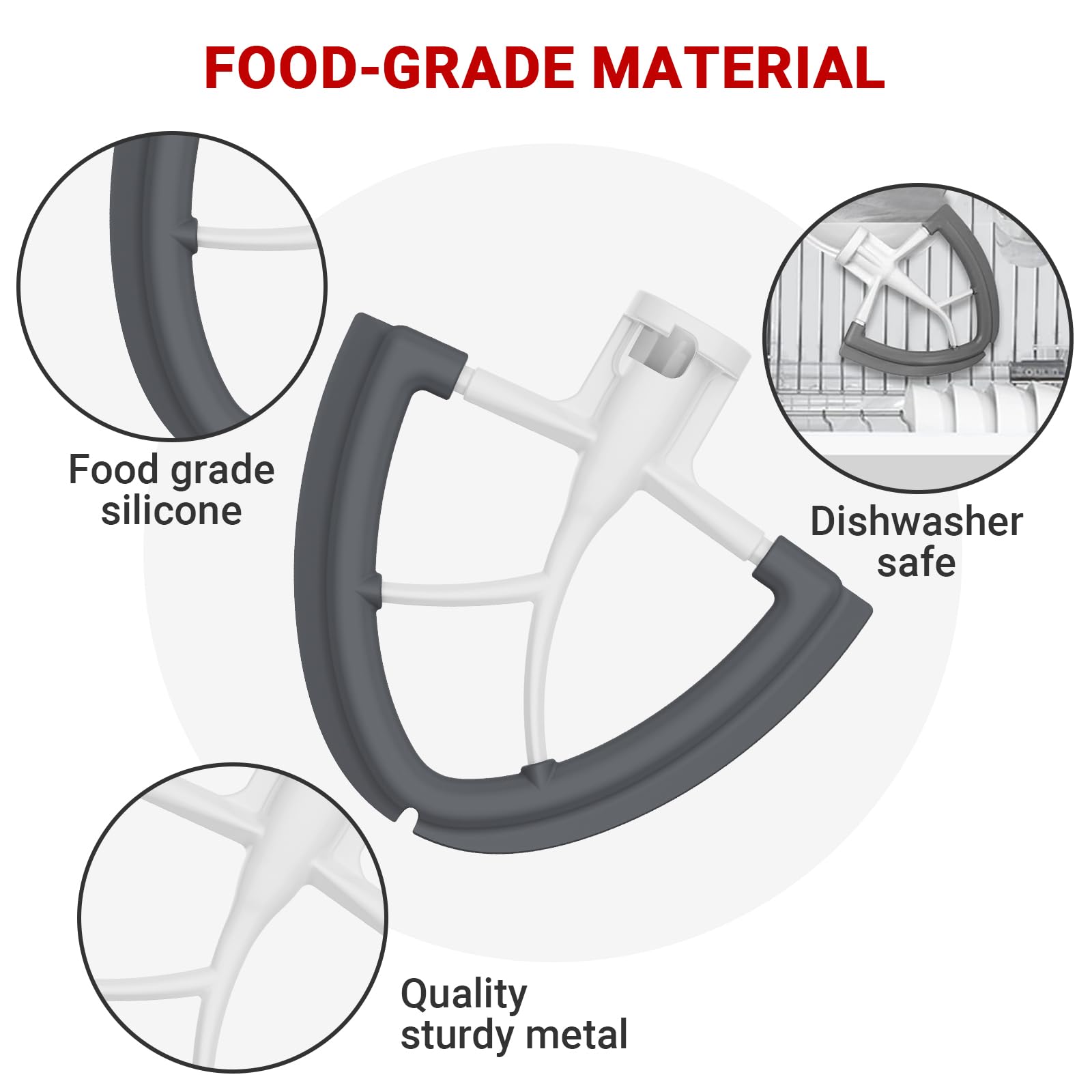 Flex Edge Beater for KitchenAid Mixer - Compatible with 4.5-5 Quart Tilt-Head Stand Mixers | Durable Paddle Attachment by FGreeble | Perfect for Baking Cakes, Cookies & Kneading Dough