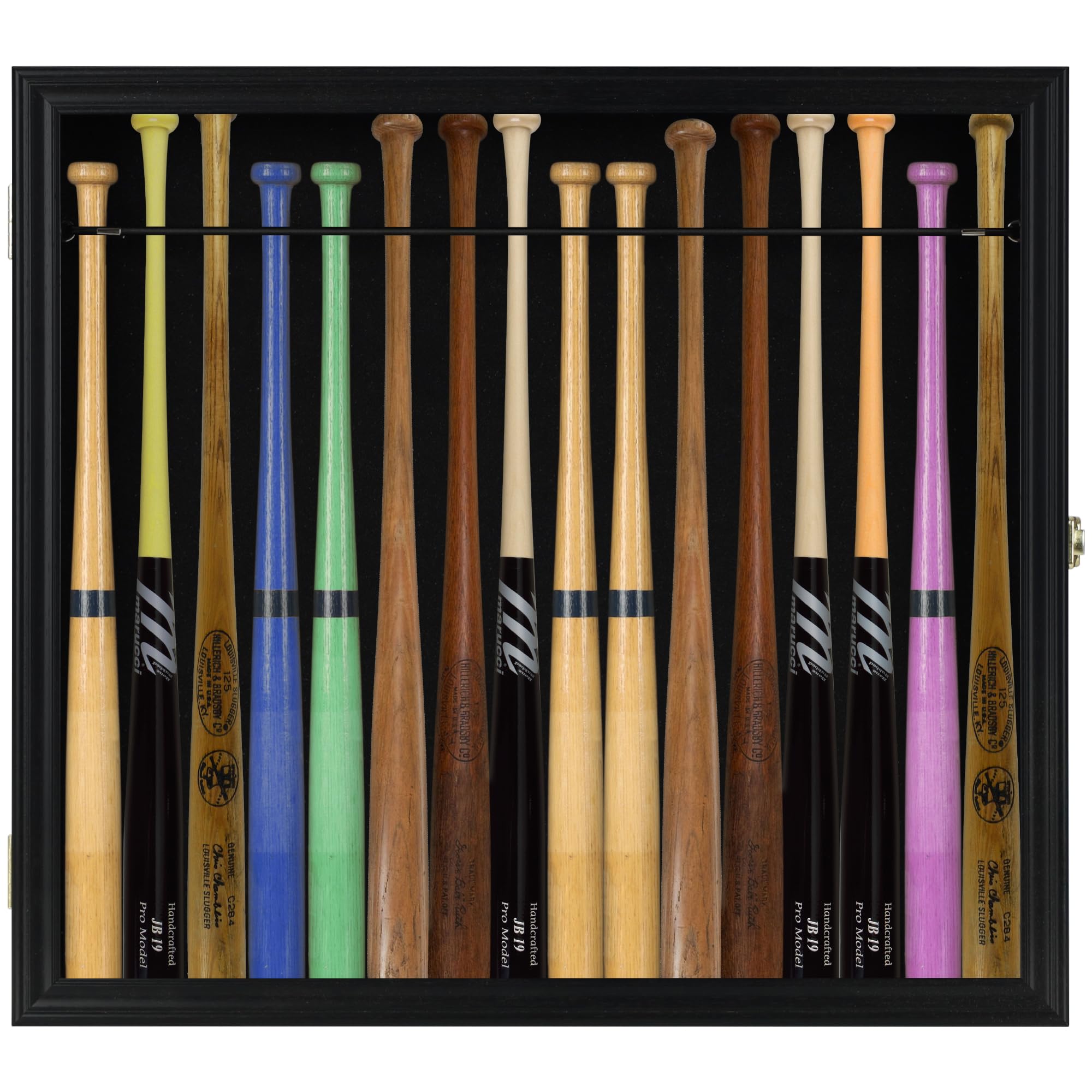 DisplayGifts 16 Baseball Mini Bat Display Case - UV Protected Wall Mounted Cabinet for 18