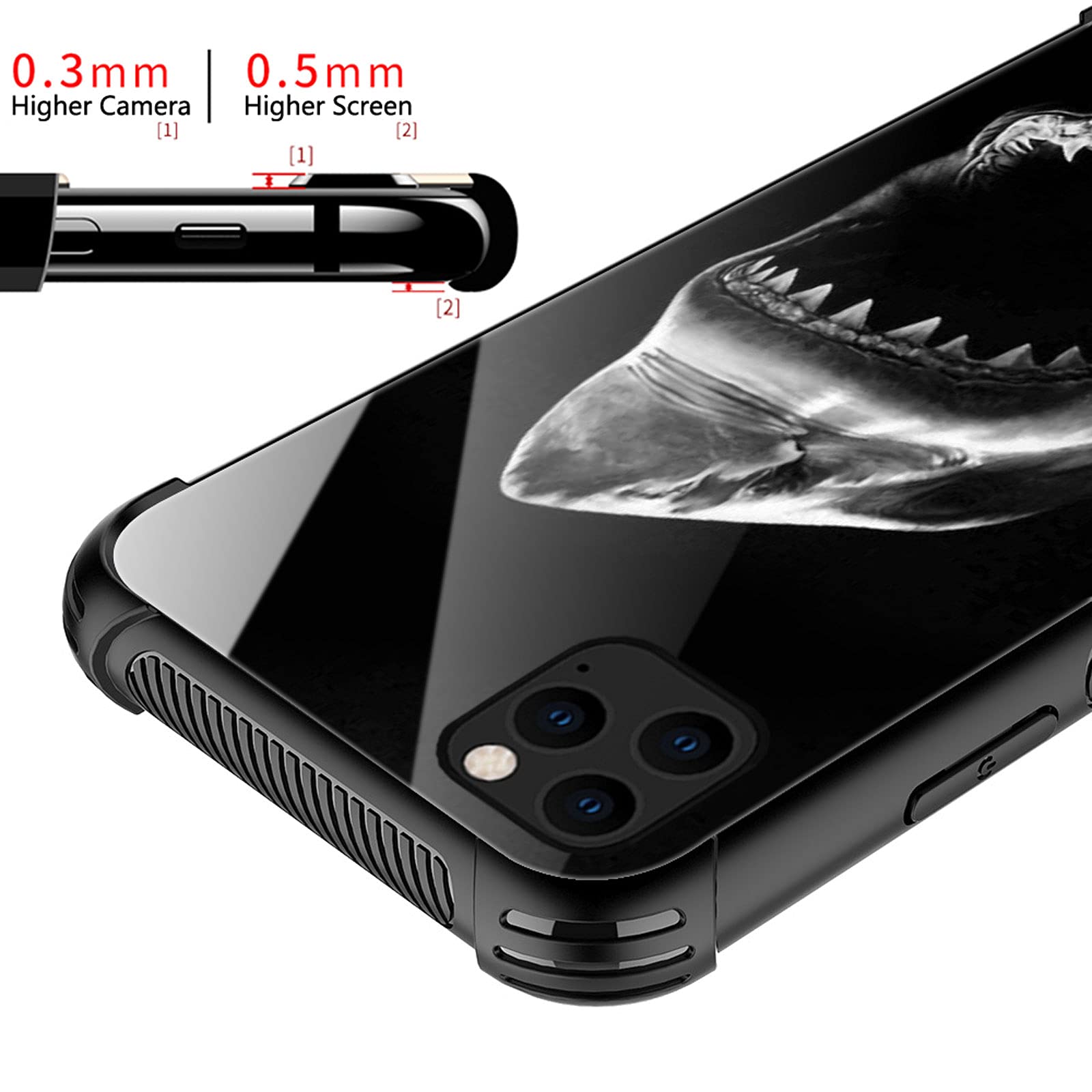 Shockproof iPhone 12 Mini Case for Girls - Ocean Shark Mouth Graphic Design, Anti-Scratch Hard PC Back Cover | Perfect for School, Travel & Everyday Protection