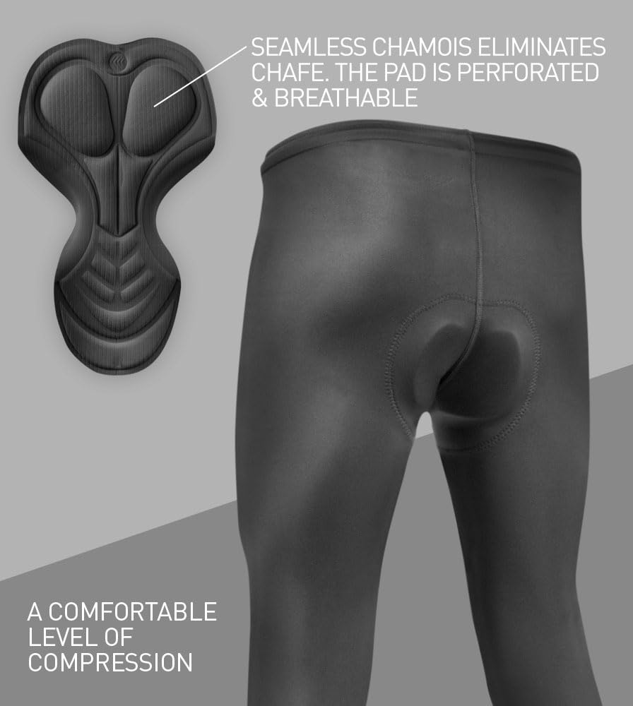 Men's USA Classic Padded Cycling Tights - Black Compression Spandex Bike Shorts | Breathable & Moisture-Wicking | Made in USA | Perfect for Road Biking, Mountain Cycling & Indoor Training