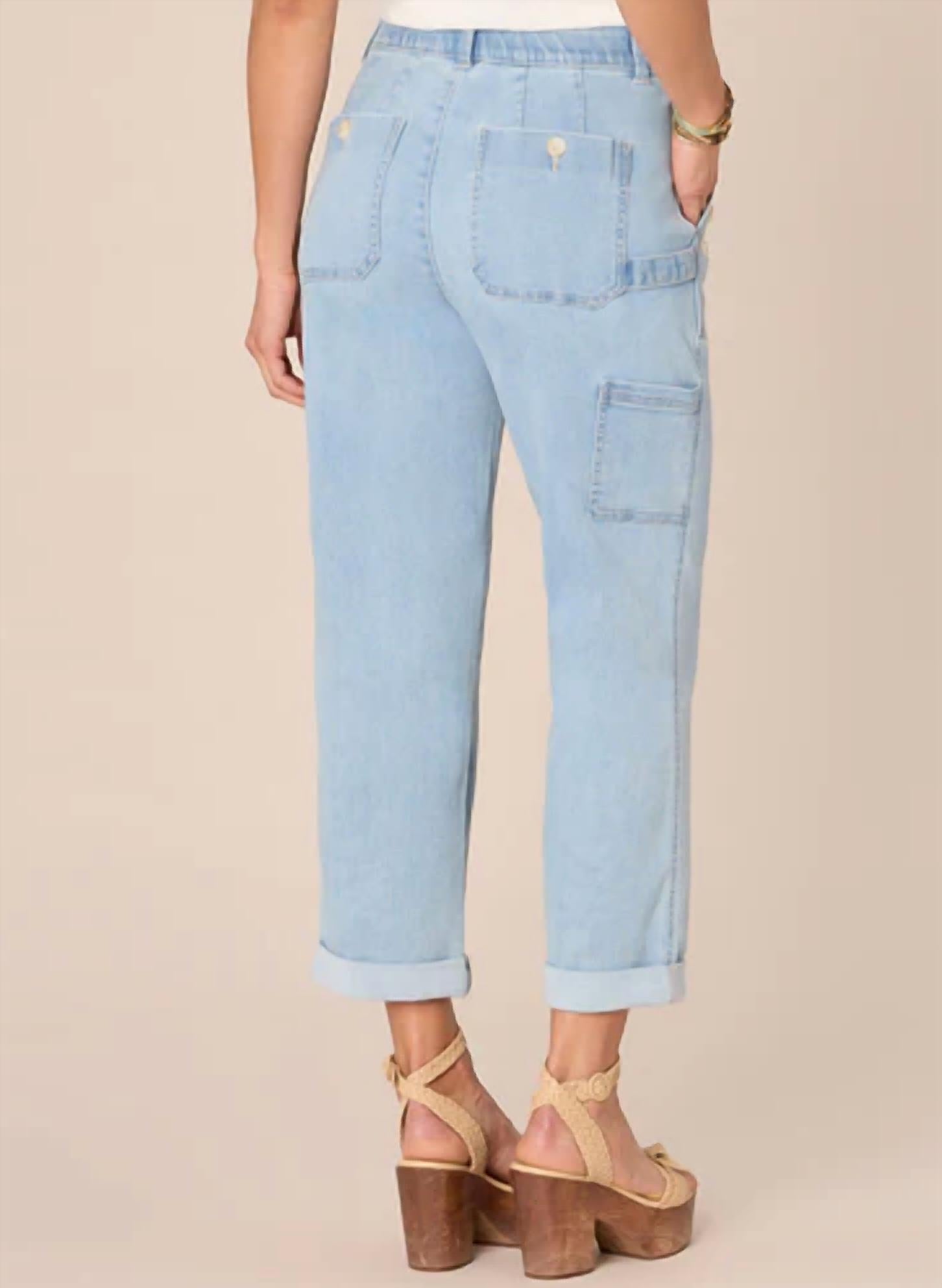 Absolution High Rise Repreve Straight Leg Jeans with Roll Cuff in Light Blue | Eco-Friendly Stretch Denim Pants for Women | Perfect for Casual Wear, Office & Weekend Outings