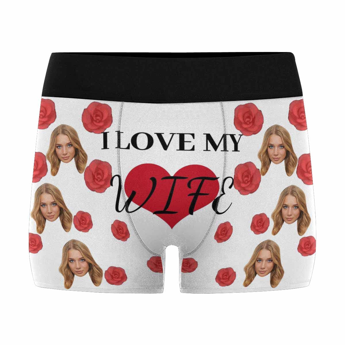 Custom Personalized Men's Boxer Briefs with Red Rose Heart Print - Romantic Gift for Valentine's Day, Anniversary or Special Occasion - Soft Comfortable Underwear for Everyday Wear