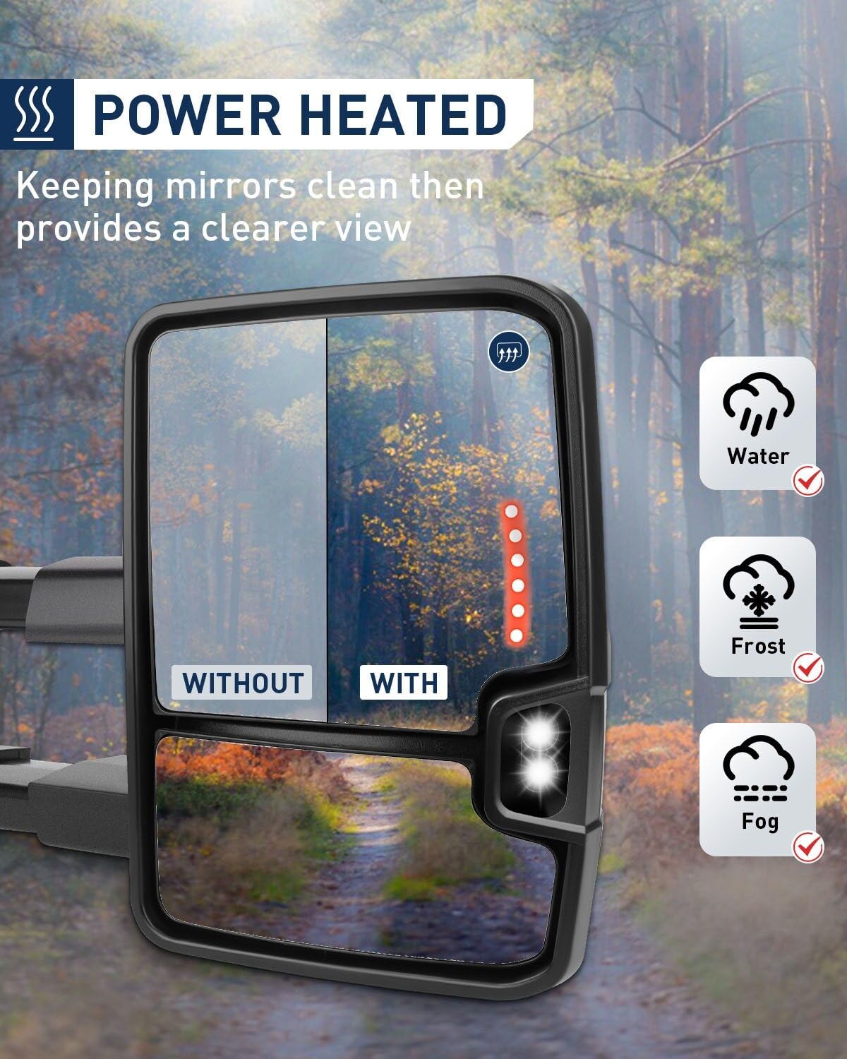 ECCPP Power Heated Towing Mirrors for 2003-2006 Chevy Silverado & GMC Sierra - Dynamic Running Lights, Arrow Turn Signals, Reverse Lights - Perfect for Towing, Camping & Off-Road Adventures