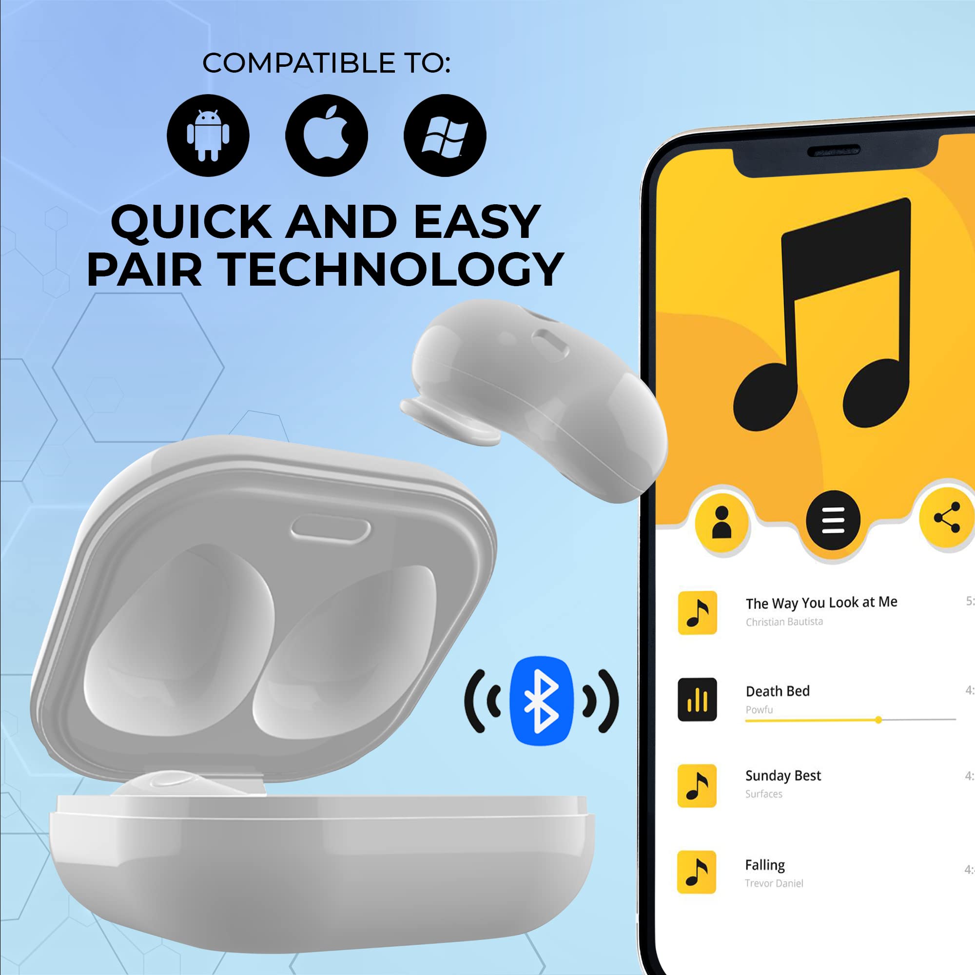 Coby Ultra Slim True Wireless Earbuds with Built-in Mic - Bluetooth 5.0 Headphones, IPX5 Sweatproof & Water Resistant, Alexa & Google Assistant Compatible - Perfect for Gym, Running, Workouts & Commuting (White)