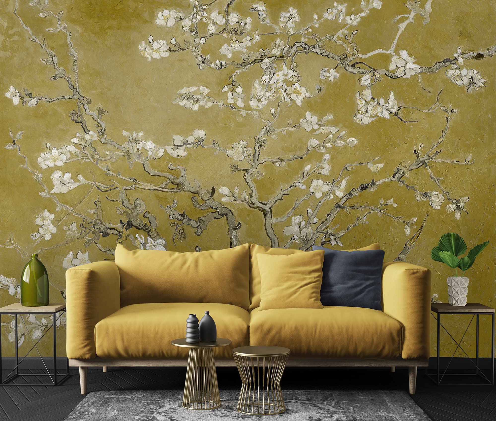 Almond Blossom Watercolor Floral Wallpaper Mural - Peel and Stick Removable Wall Decor for Bedroom, Living Room, Nursery | Style 4