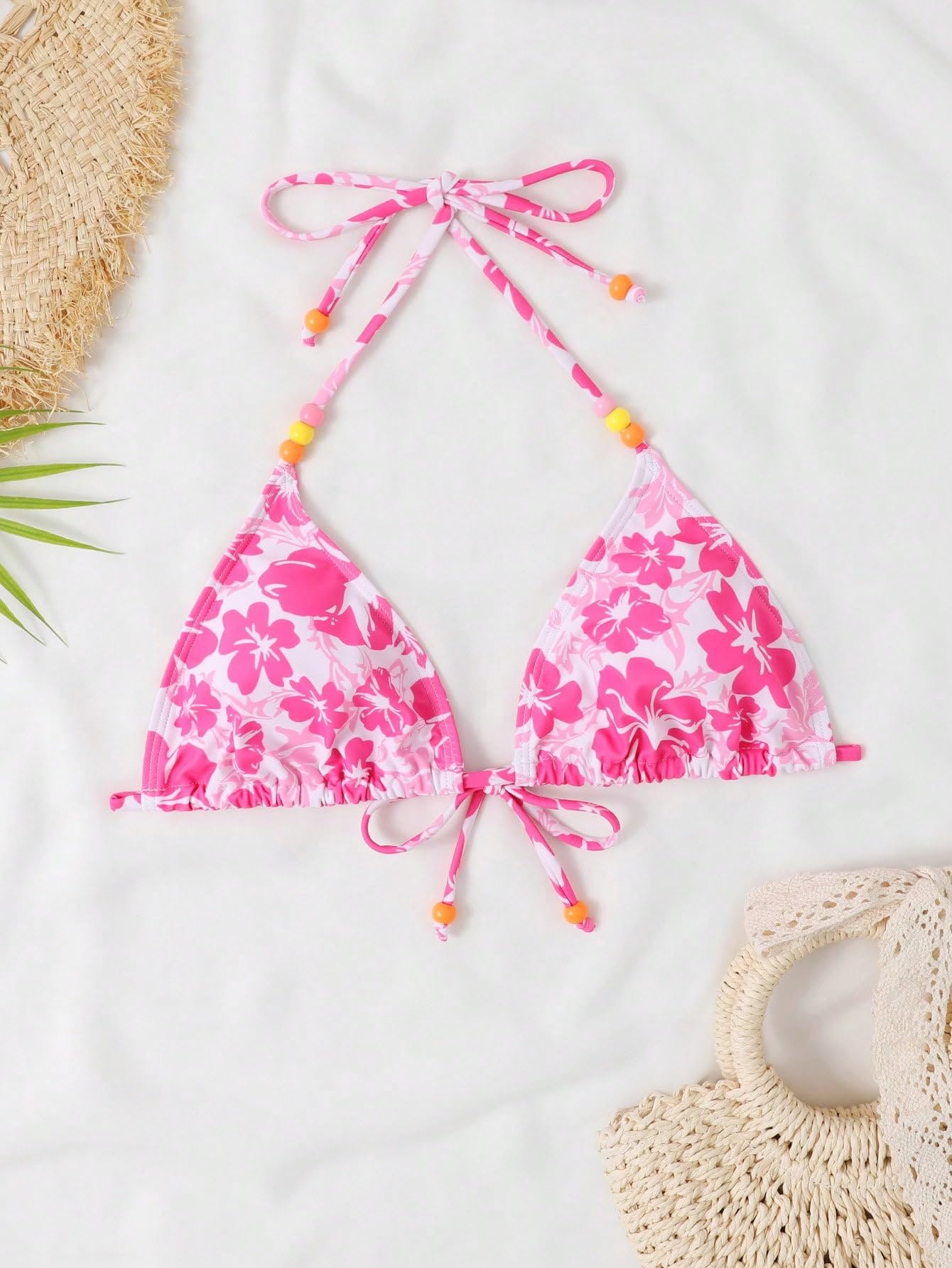 Verdusa Women's Floral Print Halter Bikini Top - String Triangle Bra Swimsuit for Beach, Pool & Summer Vacation | Sexy Swimwear for Women