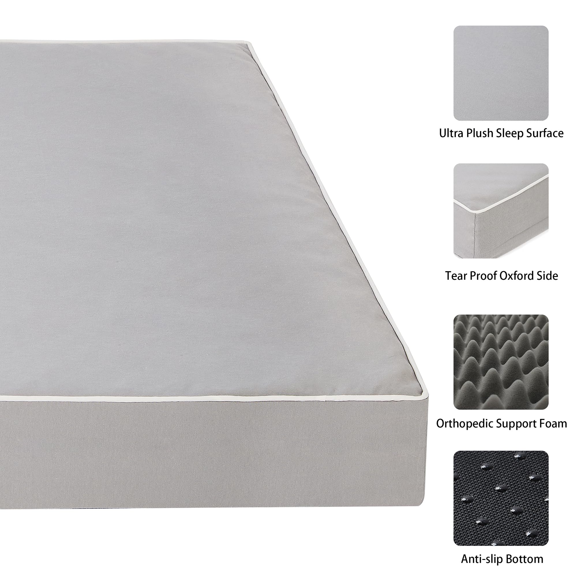 Orthopedic Dog Bed for Large Dogs - Extra Thick Egg Crate Foam Mattress with Removable Washable Cover & Non-Slip Bottom - Durable XL Crate Mat (42