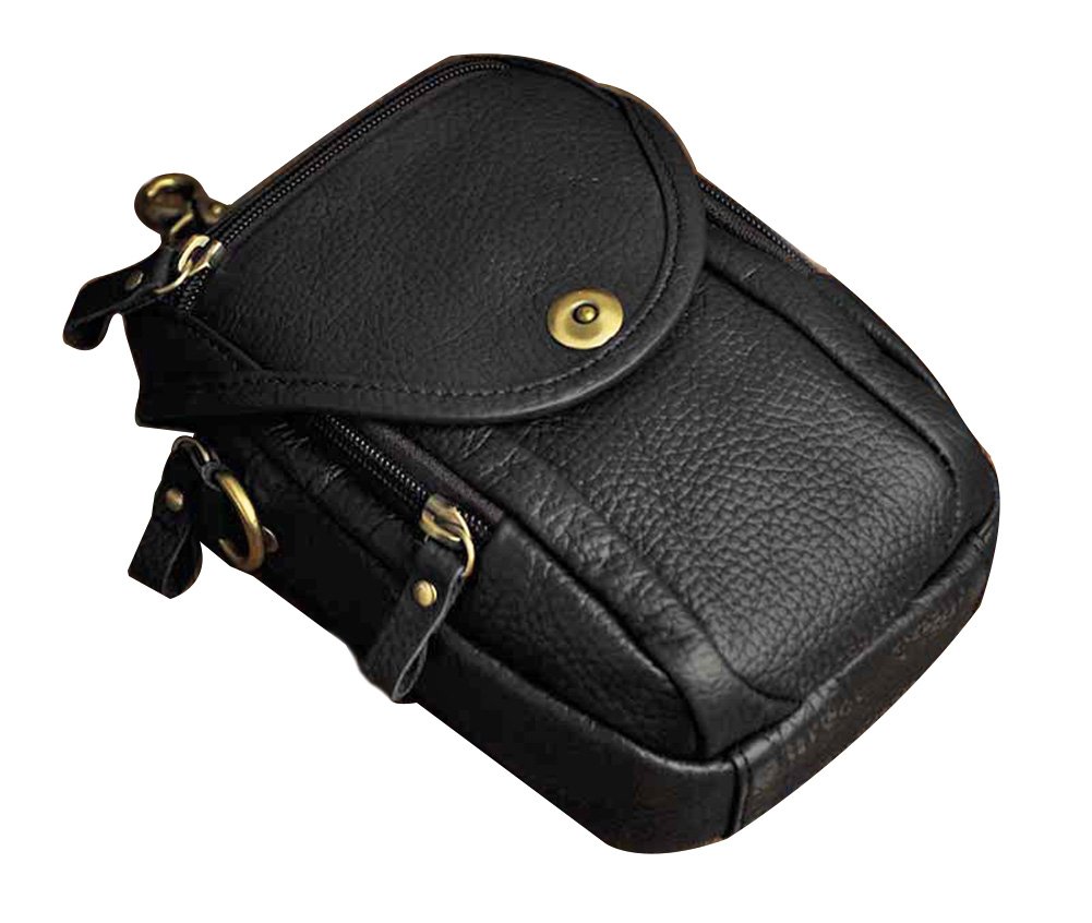Premium Genuine Leather Phone Pouch - Slim Belt Bag & Crossbody Shoulder Bag for Men & Women (Black) - Perfect for Travel, Work, and Everyday Use