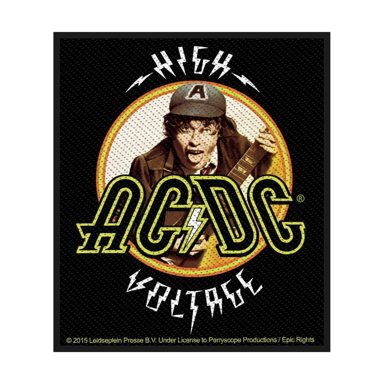 High Voltage Angus AC/DC Sew On Iron-On Patch for Jackets, Backpacks & Denim - Rock Band Merchandise for Music Fans & Bikers