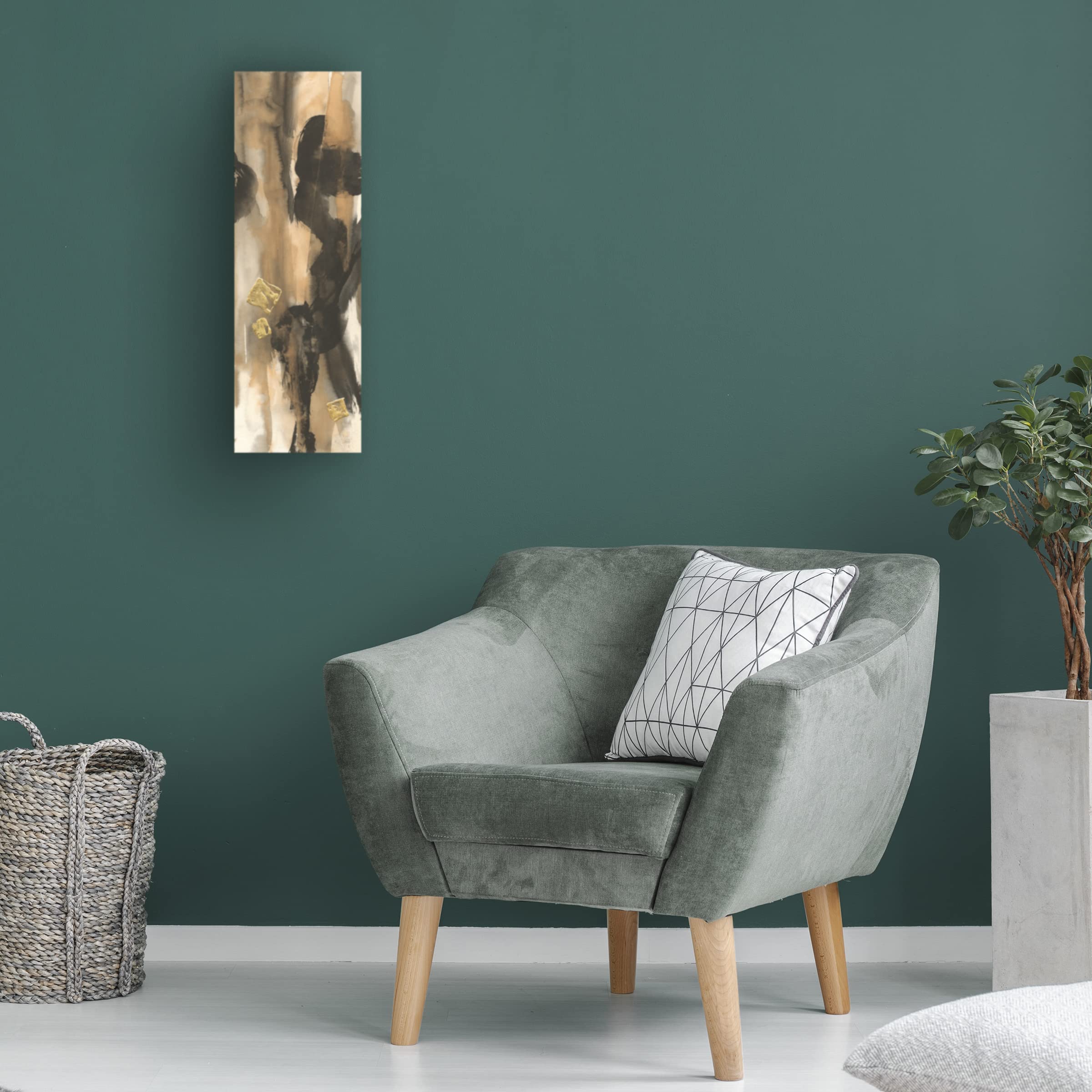 Chris Paschke 'Smoke and Mirrors I' Modern Abstract Canvas Wall Art - 16x47 Inches, Stretched Framed Ready to Hang - Perfect for Living Room, Bedroom or Office Decor