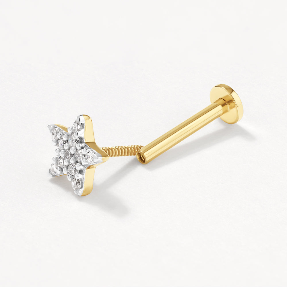 10k Gold Diamond Star Helix Single Stud Earring - Perfect for Everyday Wear, Parties & Special Occasions