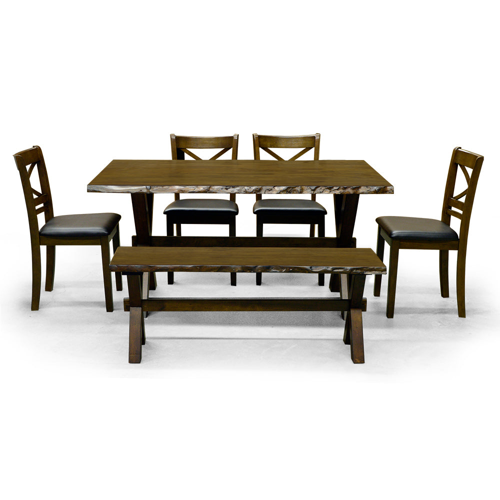 Live Edge Wood Dining Bench 5020 - Handcrafted Solid Wood Bench for Kitchen, Dining Room, or Outdoor Patio