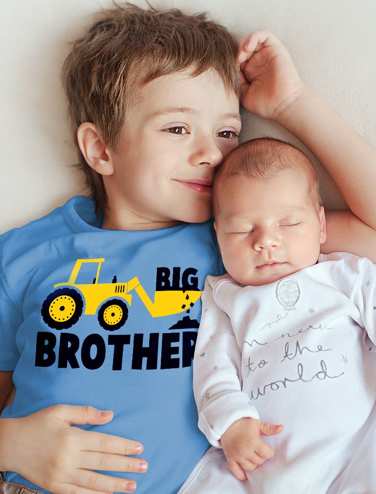 Construction Tractor Big Brother T-Shirt - Cute Pregnancy Announcement Gift for Toddler Boys & Siblings | Soft Cotton Kids Tee for Gender Reveal & Family Photo Shoots