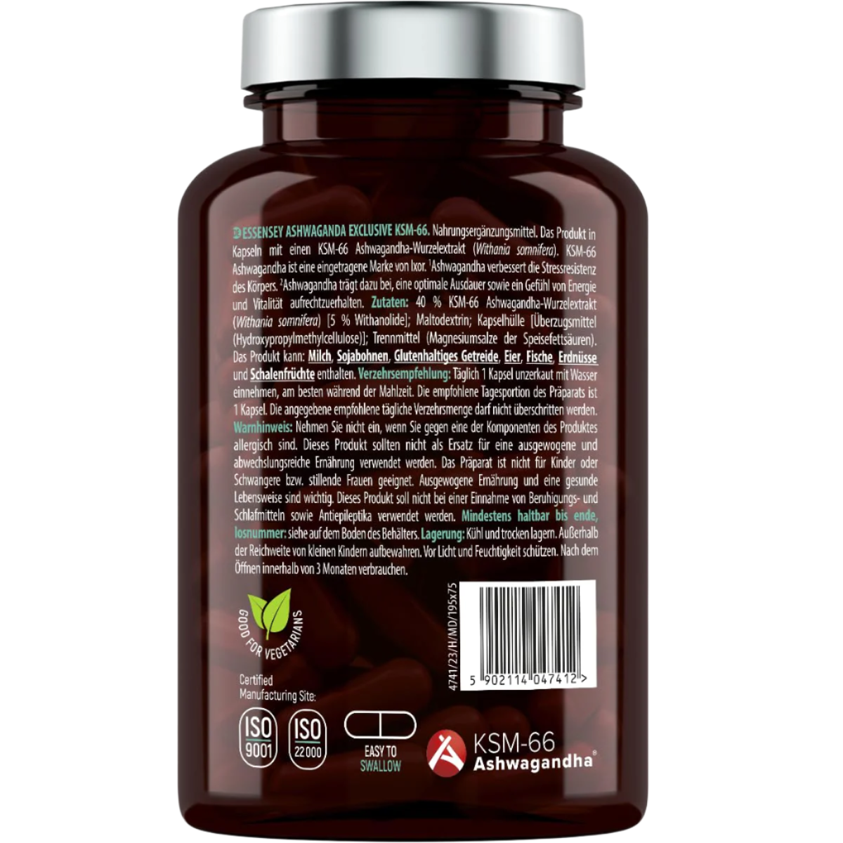 Essensey Ashwagandha KSM 66® – 200mg 90 Capsules | Stress Relief & Energy Booster Supplement for Anxiety Support, Mood Balance & Natural Wellness | Perfect for Work, Study & Daily Stress Management