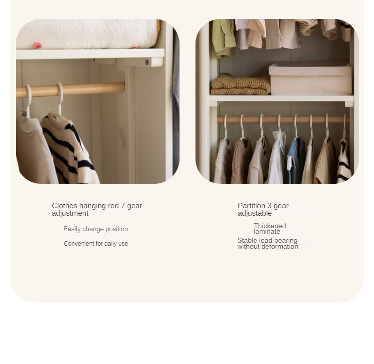 Birch Solid Wood Kids Wardrobe with Cream Sliding Doors - Durable & Stylish Storage for Bedrooms, Playrooms, and Nurseries