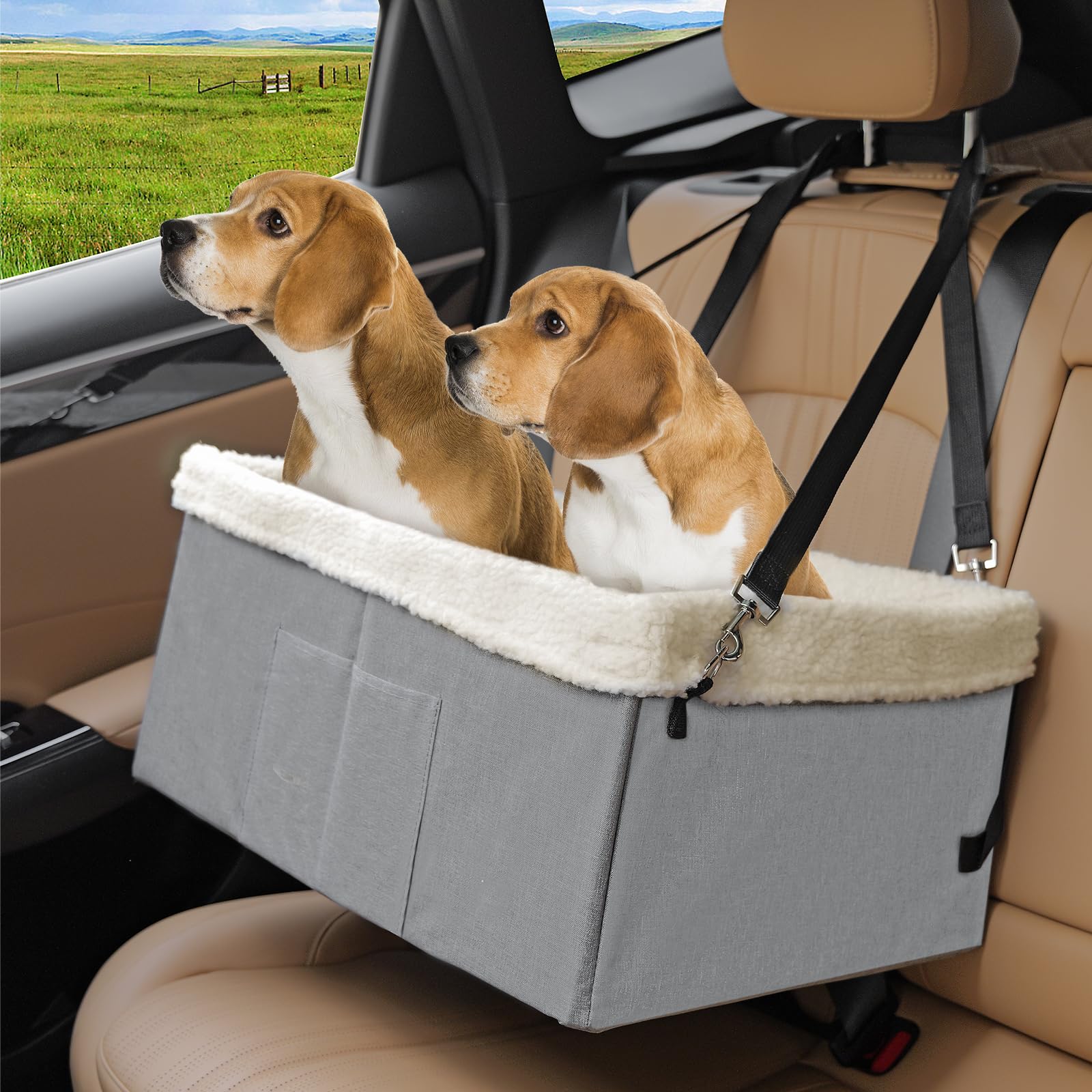 Premium Small Dog Car Seat with Sturdy Metal Frame - Raised Booster Seat for Puppies, Cats & Small Pets - Safe & Comfortable Travel Accessory for Road Trips & Daily Commutes