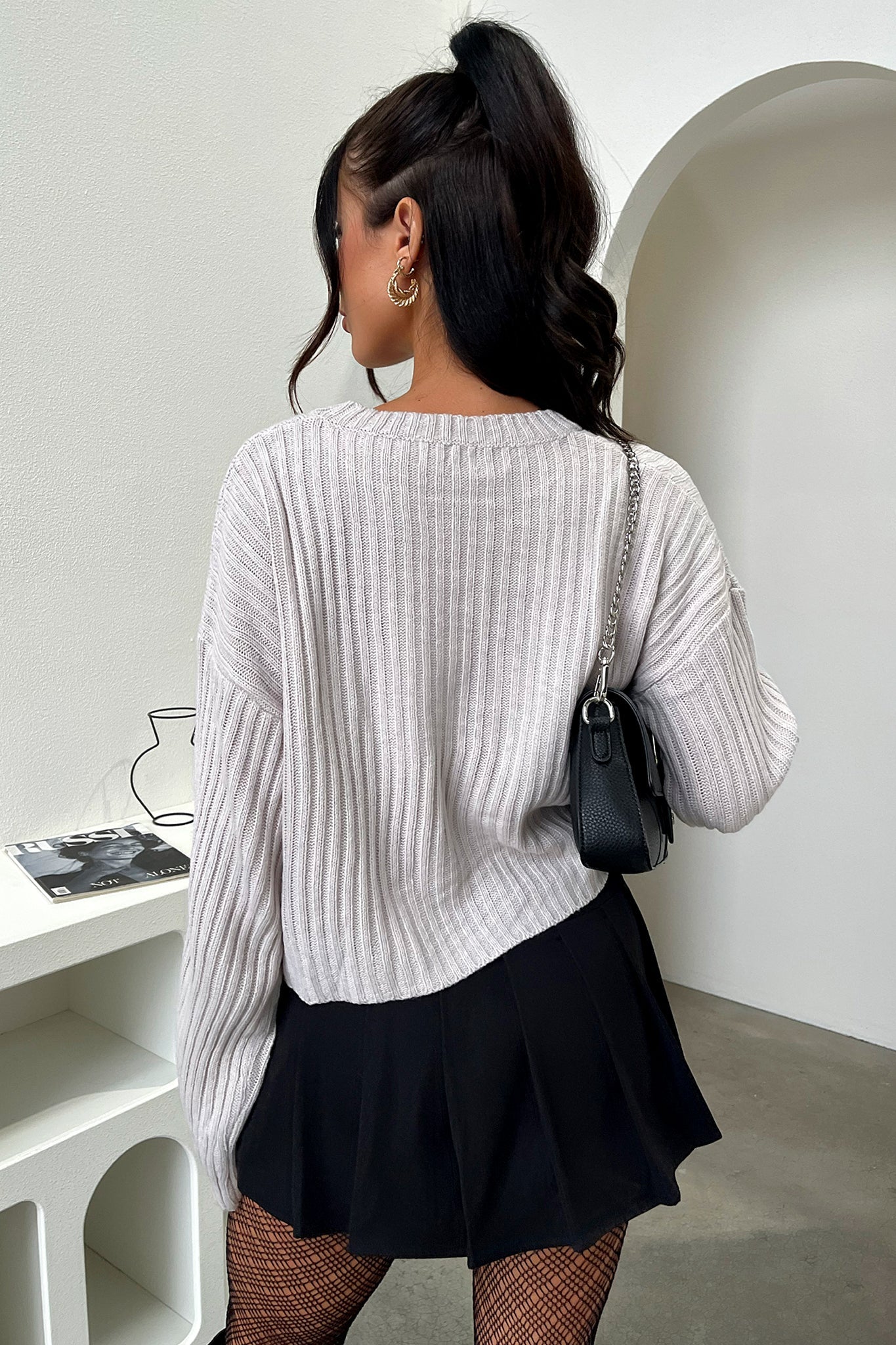 Mina Knit Sweater Women's Grey Casual Pullover for Fall & Winter | Cozy & Stylish for Office, Travel & Daily Wear