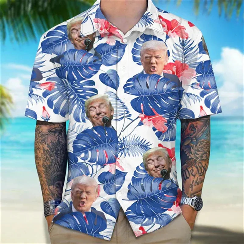 Donald Trump 3D Printed American Flag T-Shirt for Men - Patriotic Graphic Short Sleeve Top for US Presidential Election Supporters - Great for Political Rallies & Fourth of July Celebrations