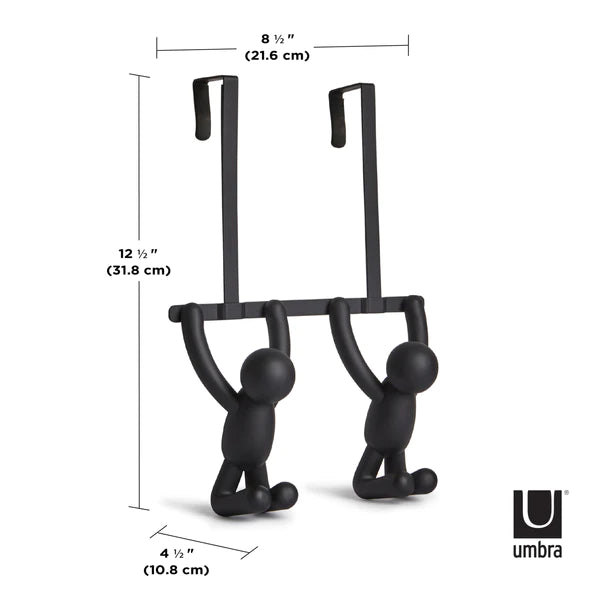 Buddy Over Door Hook - Heavy Duty Black Hanger for Coats, Hats & Bags - Perfect for Bedroom, Bathroom & Closet Organization