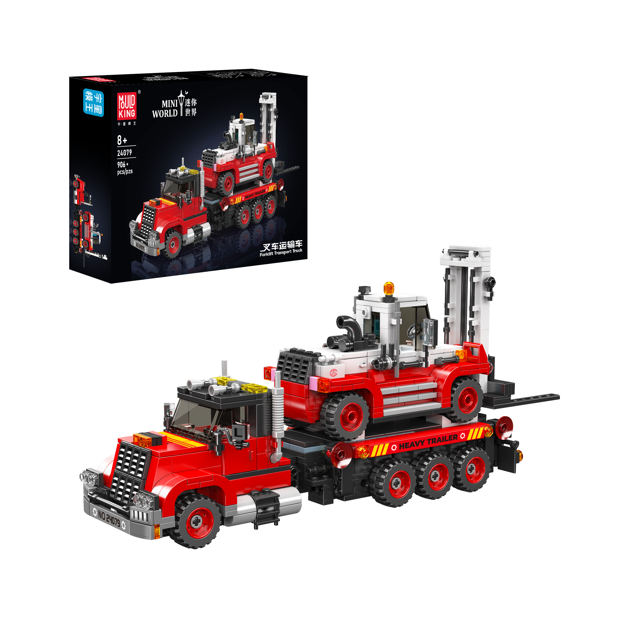 Mould King 24079 Forklift Transport Truck Building Set - 906 PCS Construction Toy for Kids & Adults | STEM Educational Building Blocks for Creative Play | Perfect for Birthday Gifts & Indoor Activities
