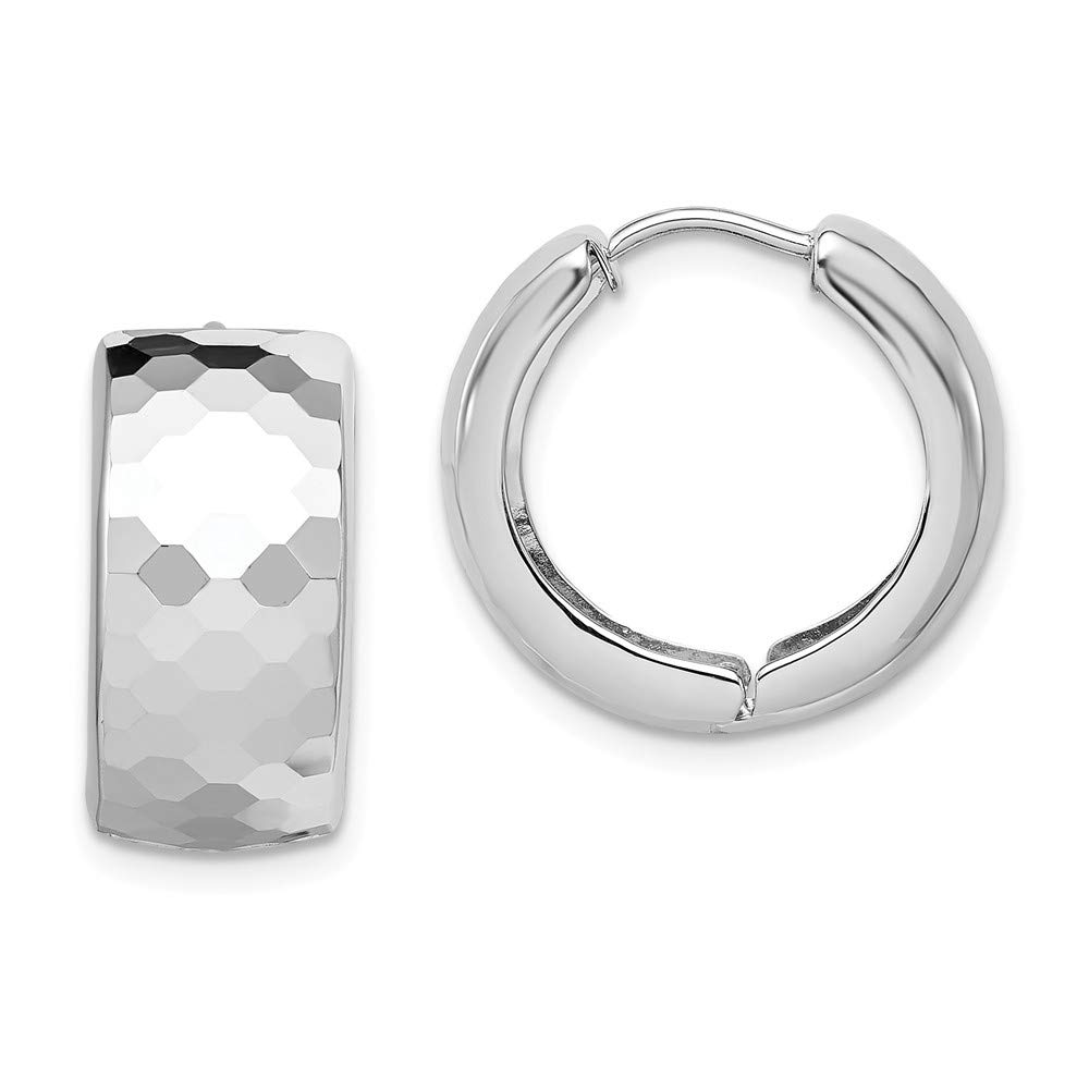 925 Sterling Silver Polished Patterned Hinged Hoop Small Huggie Earrings (18mm x 17mm) - Elegant Everyday Jewelry for Women, Perfect for Work, Date Night & Gifts