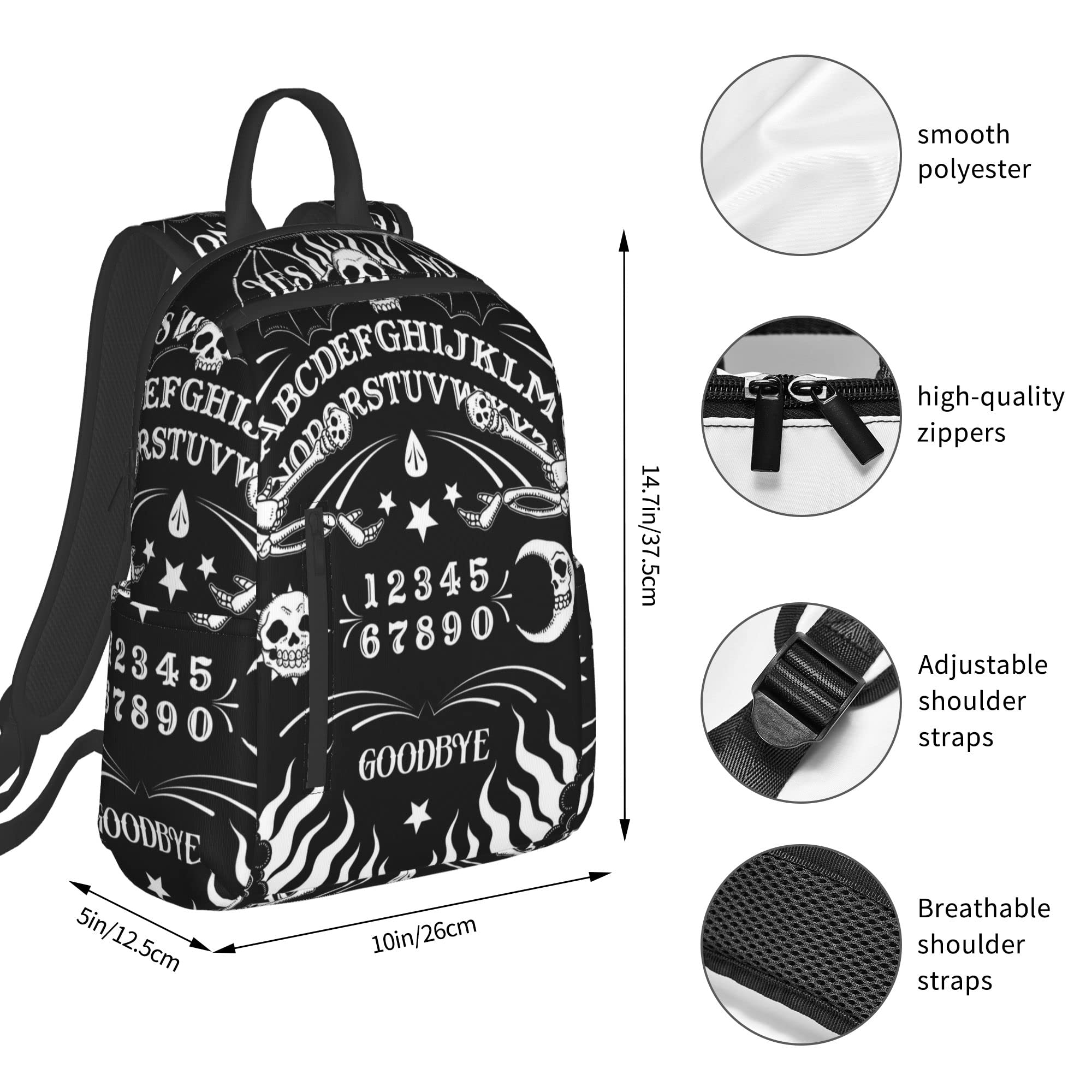 SWEET TANG Gothic Skeleton Backpack - Black Skull Tattoo Design School Bookbag for Men & Women | Perfect for College, Work, Travel & Halloween Costume