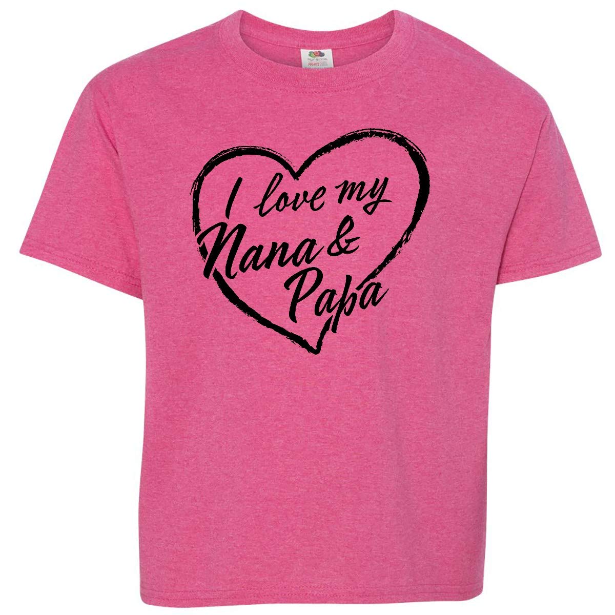 Inktastic I Love My Nana and Papa Black Chalk Heart Youth T-Shirt - Comfortable Kids Tee for Family Gatherings & Grandparents Day