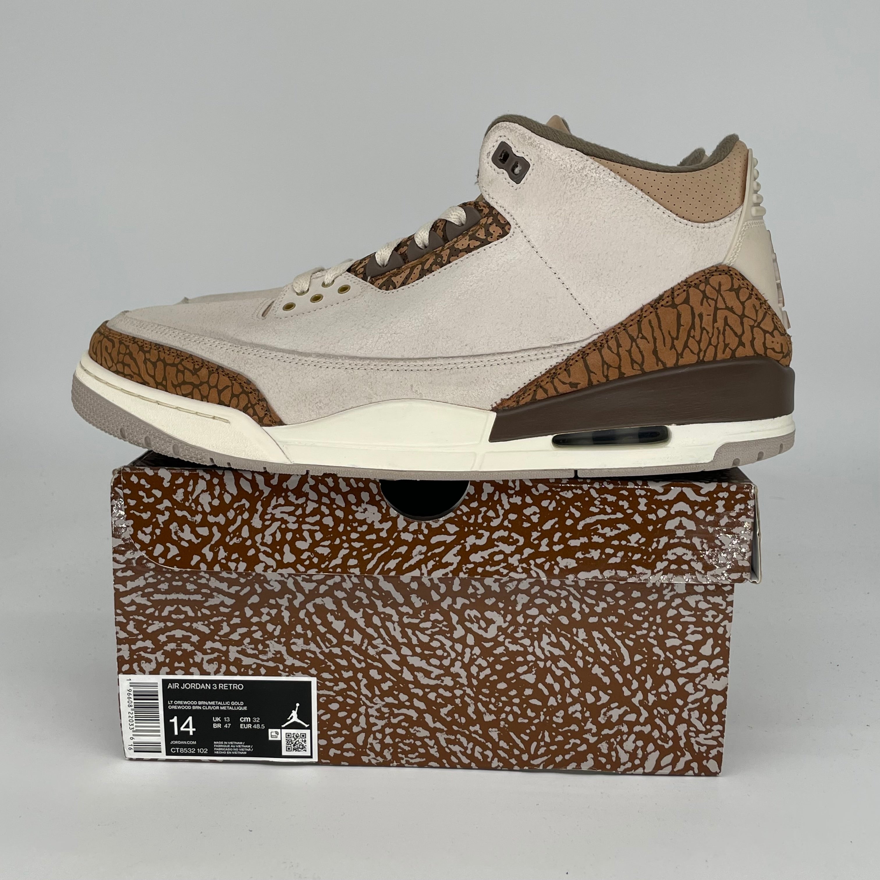 AIR JORDAN 3 PALOMINO Men's Basketball Shoes Size 14 - Retro Style Sneakers CT8532-102 | Perfect for Streetwear, Casual Outfits & Basketball Games