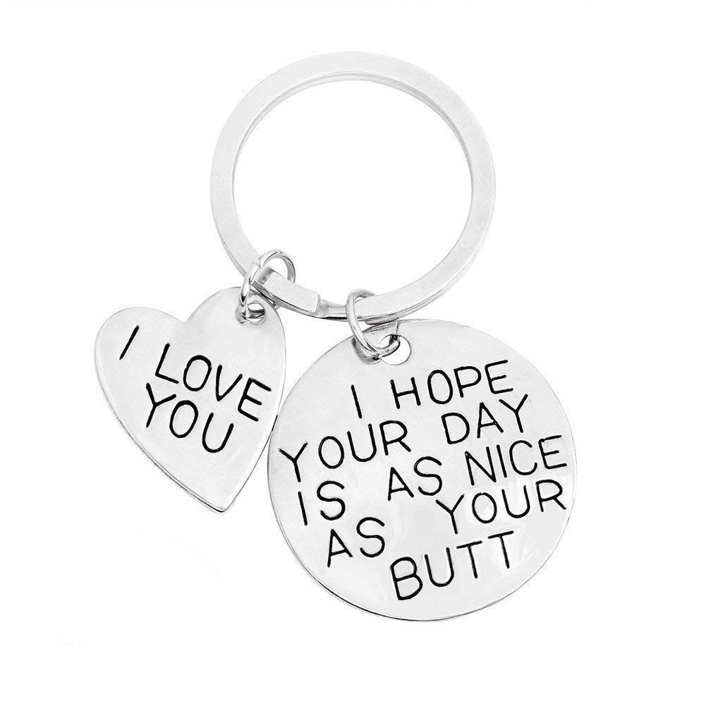 Funny Couple Keychain - 'I Hope Your Day Is As Nice As Your Butt' Gift for Boyfriend, Girlfriend, Wife or Husband - Perfect for Anniversaries, Valentine's Day & Romantic Surprises