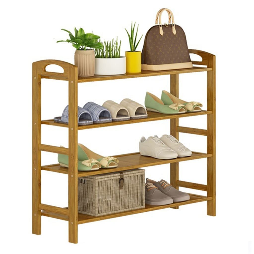 4-Tier Bamboo Shoe Rack for Entryway - 80x26x68cm Shoe Storage Cabinet, Space-Saving Shoe Organizer for Hallway, Closet & Home Organization - Perfect for Small Apartments & Entryway Décor