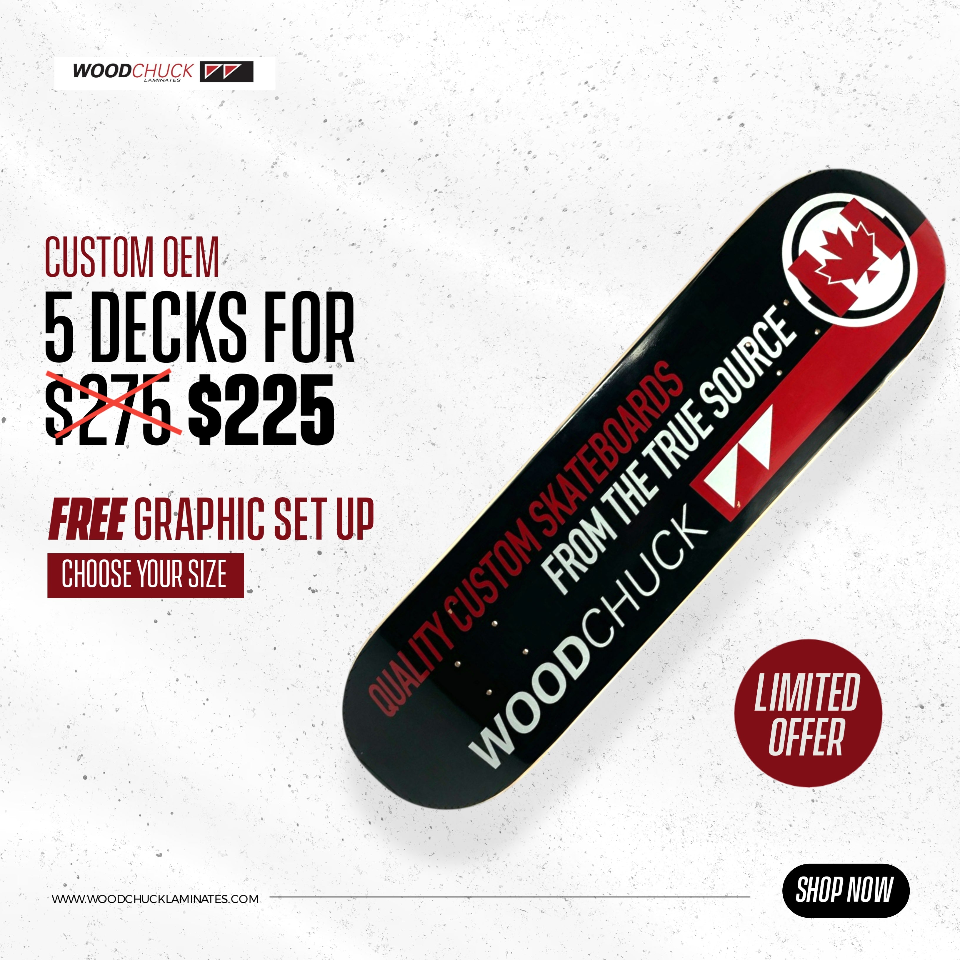 Custom Printed Skateboards - 5 Pack OEM Skateboard Decks for Personalization & Branding | Perfect for Skateboard Shops, Team Sports & Promotional Gifts