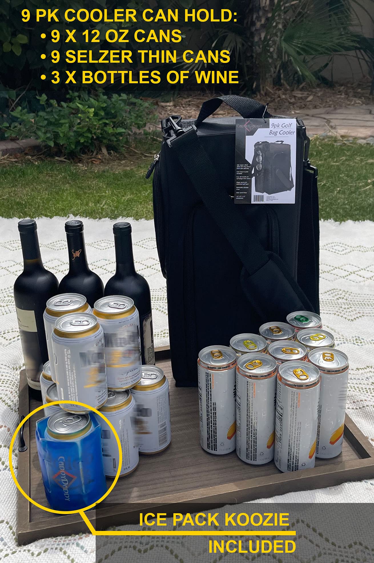CaddyDaddy Insulated Golf Bag Cooler with Ice Pack - Golf Accessories for Men & Women - Portable Golf Cooler Sleeve for Drinks & Snacks - Perfect Golf Gift & Wine Chiller - Ideal for Golf Courses, Picnics & Outdoor Events