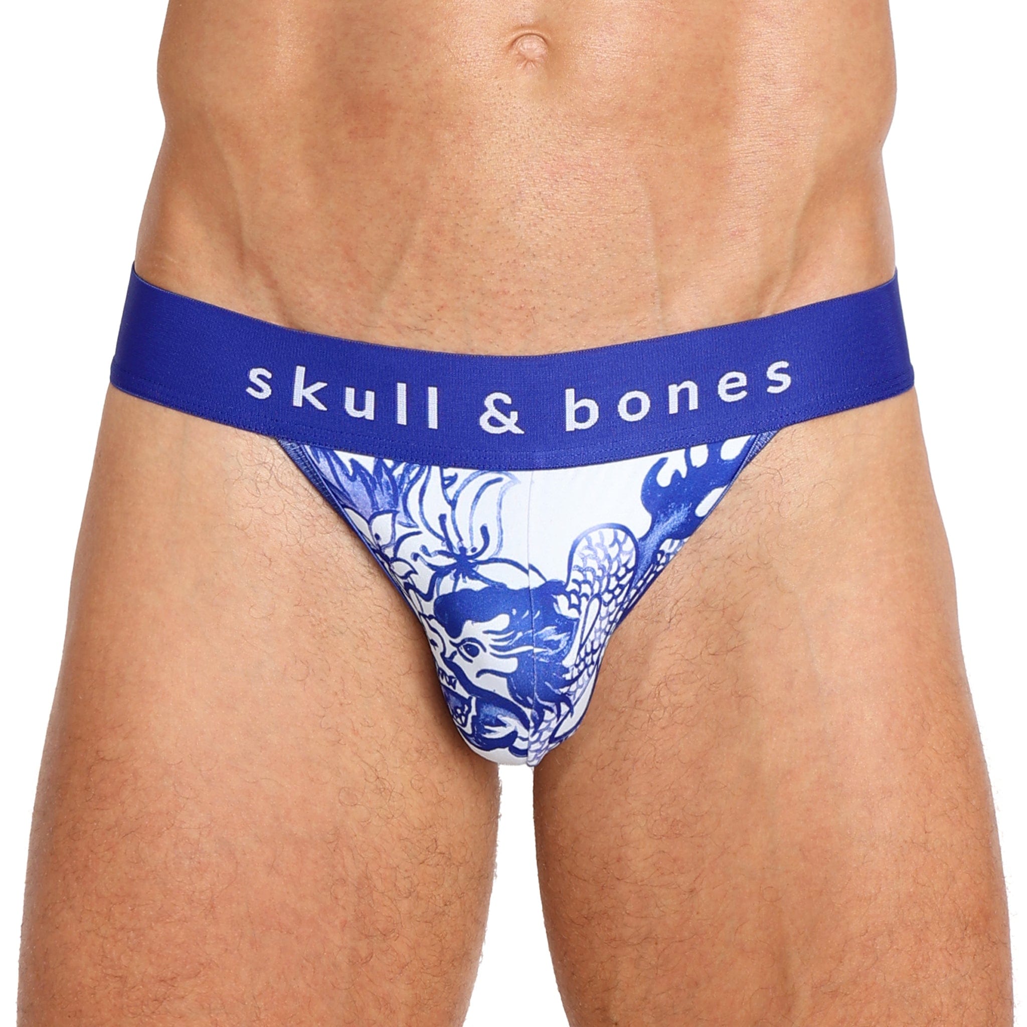 Hand Painted Indigo Dragon Sport Briefs - Premium Cotton Underwear for Men, Comfortable & Breathable - Perfect for Gym, Running, and Everyday Wear