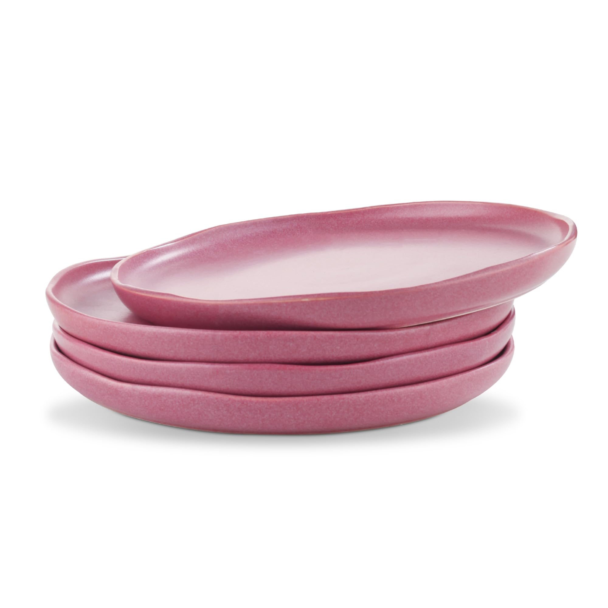 32-Piece Stoneware Dinnerware Set - Microwave & Dishwasher Safe Plates & Bowls for 8 - Reactive Glaze in Pink & White - Perfect for Family Dinners, Parties, and Everyday Use
