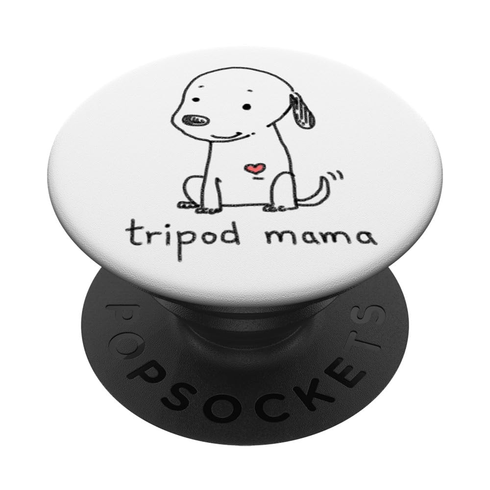 Tripod Dog PopSockets PopGrip - Swappable Phone Grip for iPhone & Android | Cute Cartoon Three-Legged Dog Design | Perfect Gift for Dog Lovers & Pet Parents | Use for Phones, Tablets, and Daily Life