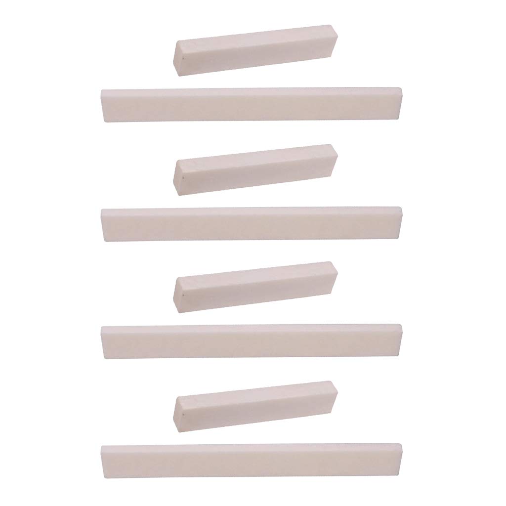 8-Piece Blank Bone Guitar Nuts and Saddles Set for Guitar, Mandolin, Banjo, Ukulele - Premium Replacement Parts for String Instrument Repair & Maintenance