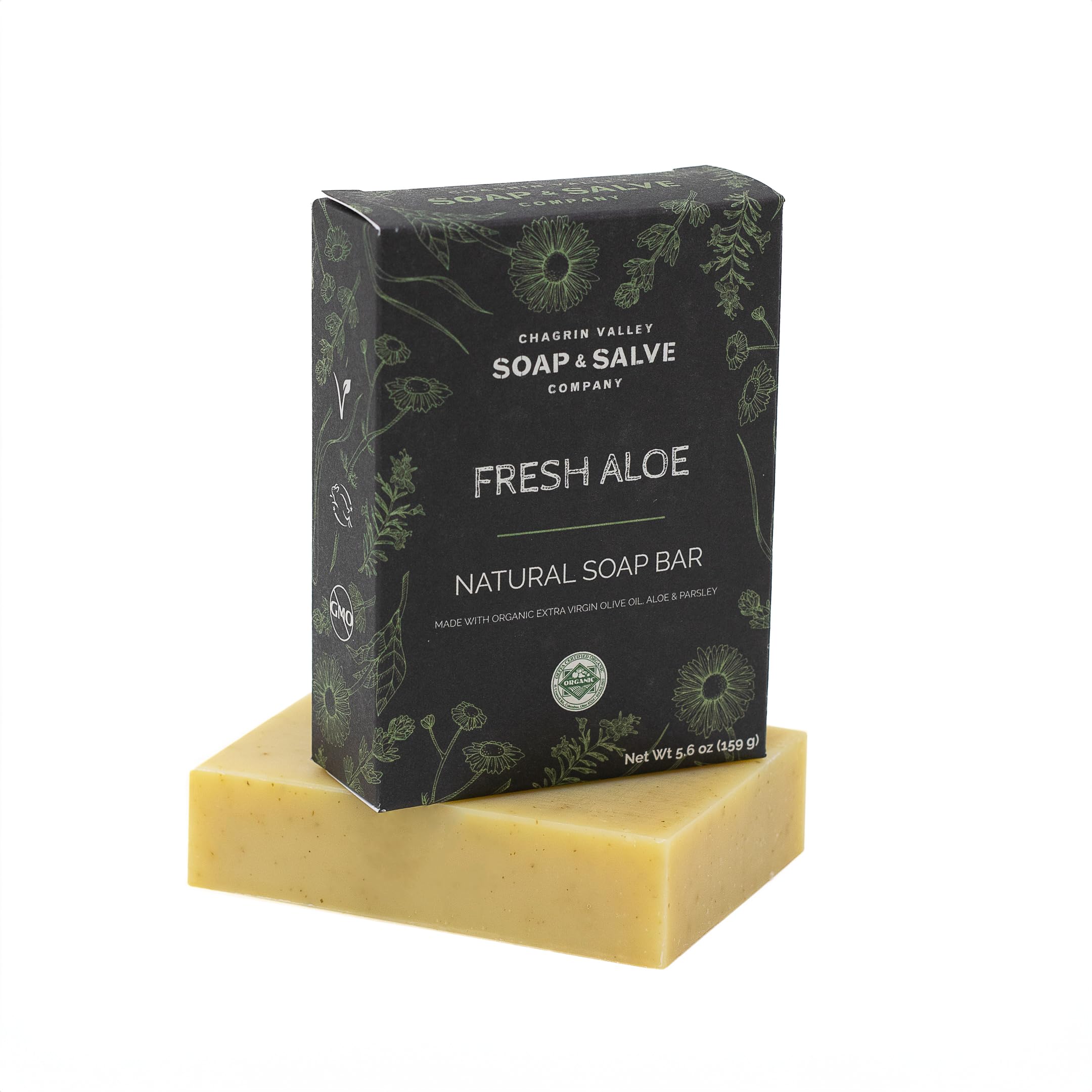 Organic Natural Soap Bar with Fresh Aloe by Chagrin Valley Soap & Salve - Moisturizing, Vegan & Chemical-Free for Sensitive Skin - Perfect for Daily Face & Body Cleansing, Gift Sets & Spa Days
