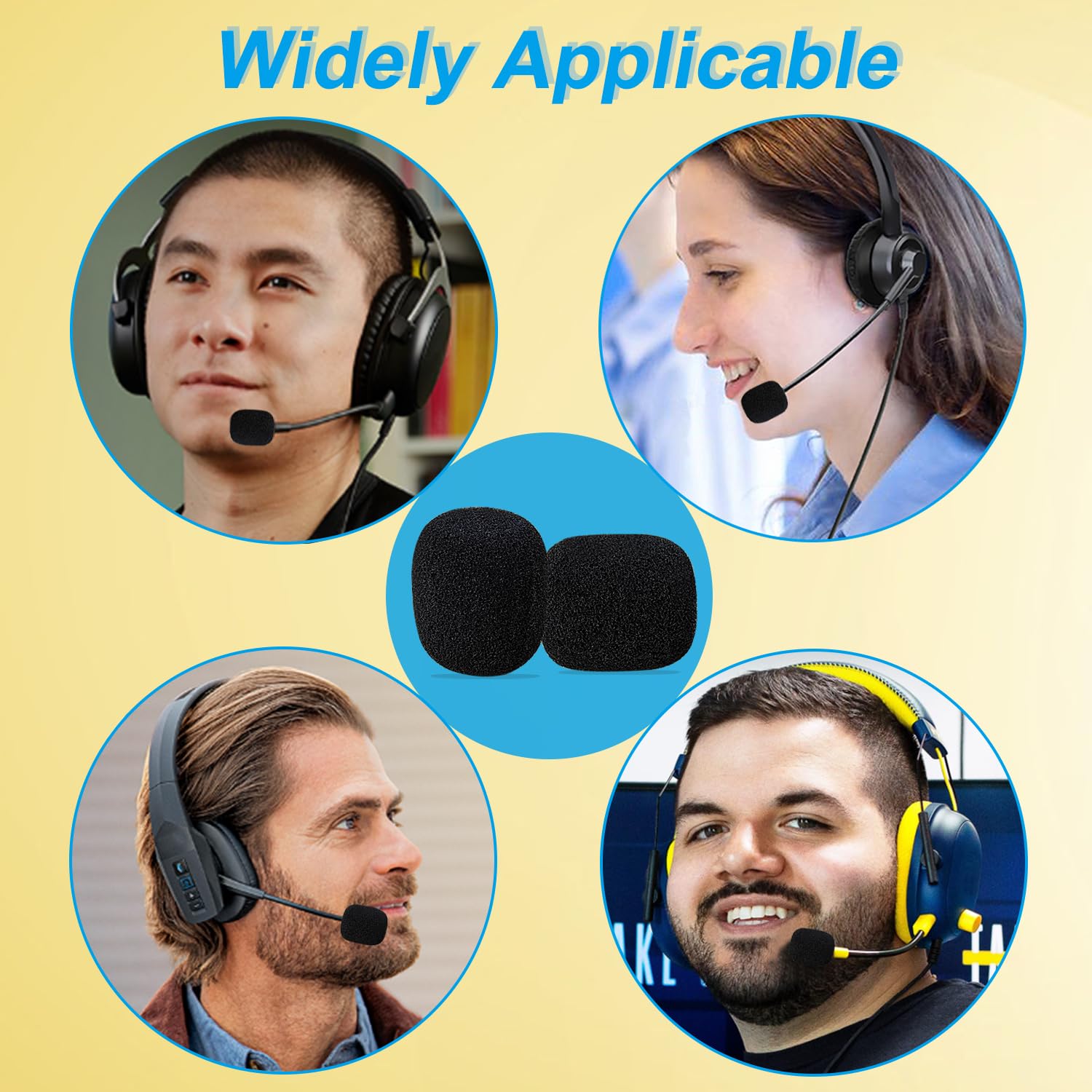 10 Pack Foam Microphone Windscreen Covers - Soft Replacement Mic Covers for Turtle Beach Recon 50, Razer BlackShark V2 X, BlueParrott B450-XT Gaming & Office Headsets with Gooseneck Mics - Reduce Wind Noise for Clearer Calls & Streaming