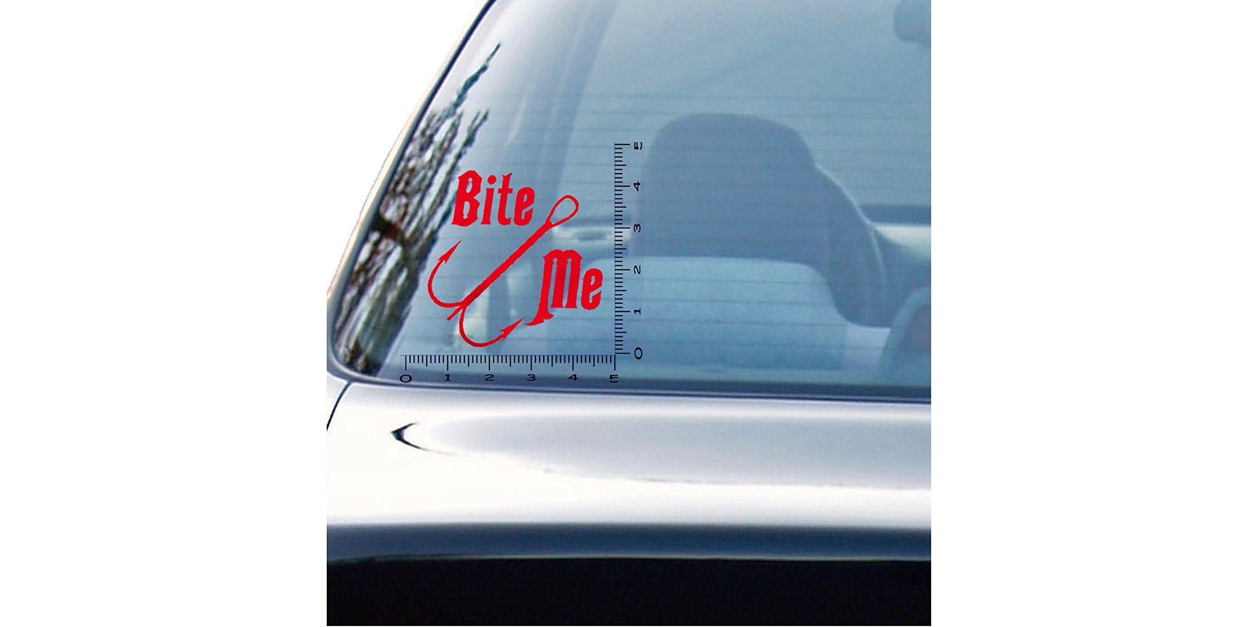 Bite Me Vinyl Decal Sticker - White Die-Cut Waterproof Bumper Sticker for Car, Truck, Laptop, Window - Perfect for Personalizing Vehicles, Electronics & Home Decor (Red)