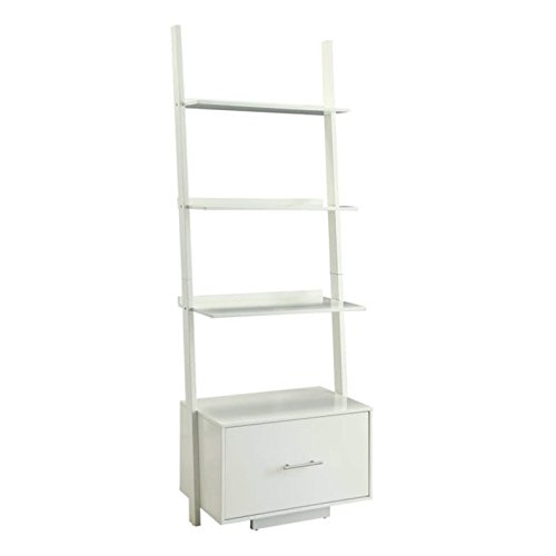 Allora White Wood Bookcase with File Drawer - Modern Office Storage Solution for Home & Workspace Organization
