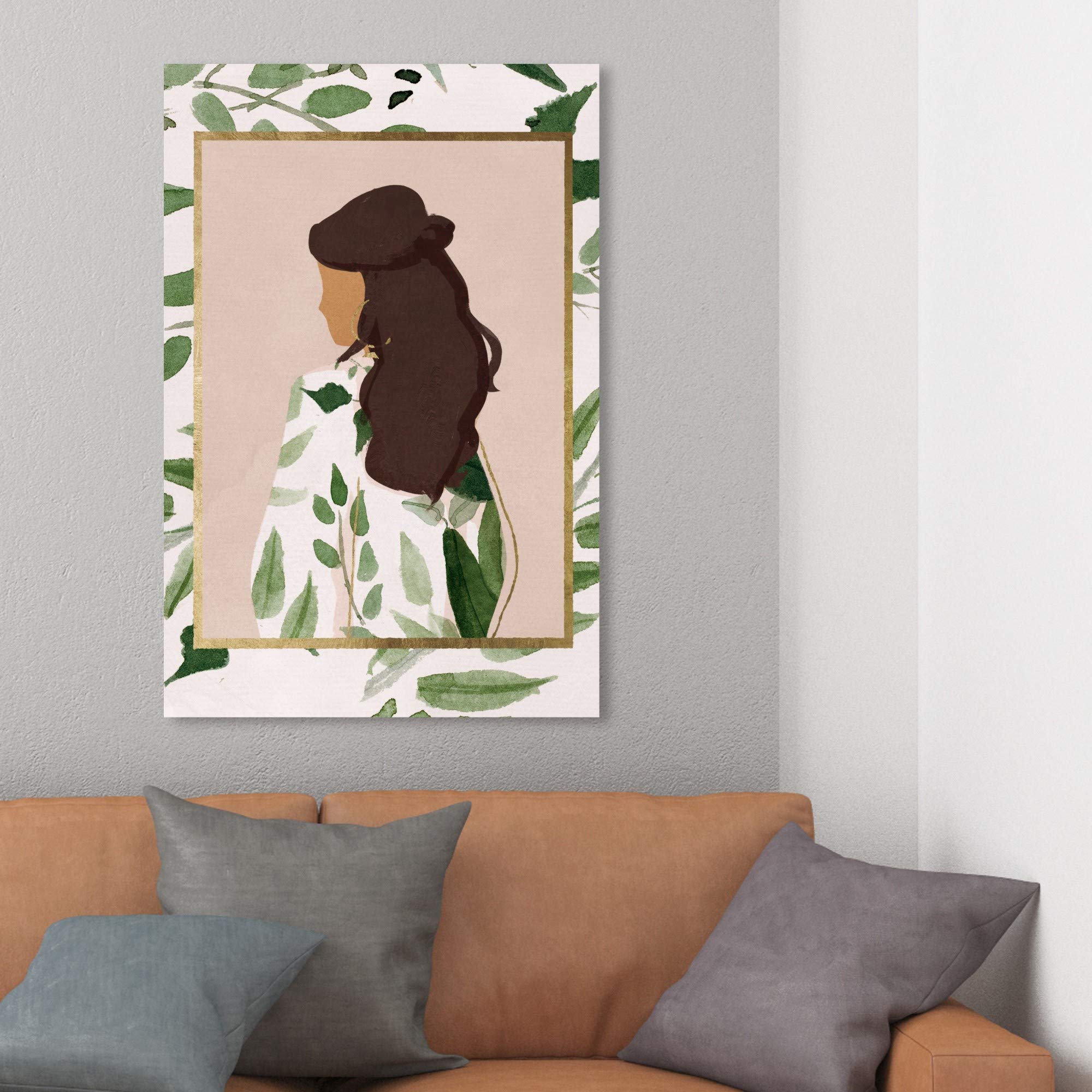 Wynwood Studio Fashion & Glam Wall Art Canvas Print 'Palette of Foliage Vertical' - 24x36 Inches Green & White Abstract Painting - Perfect for Living Room, Bedroom, Office Decor