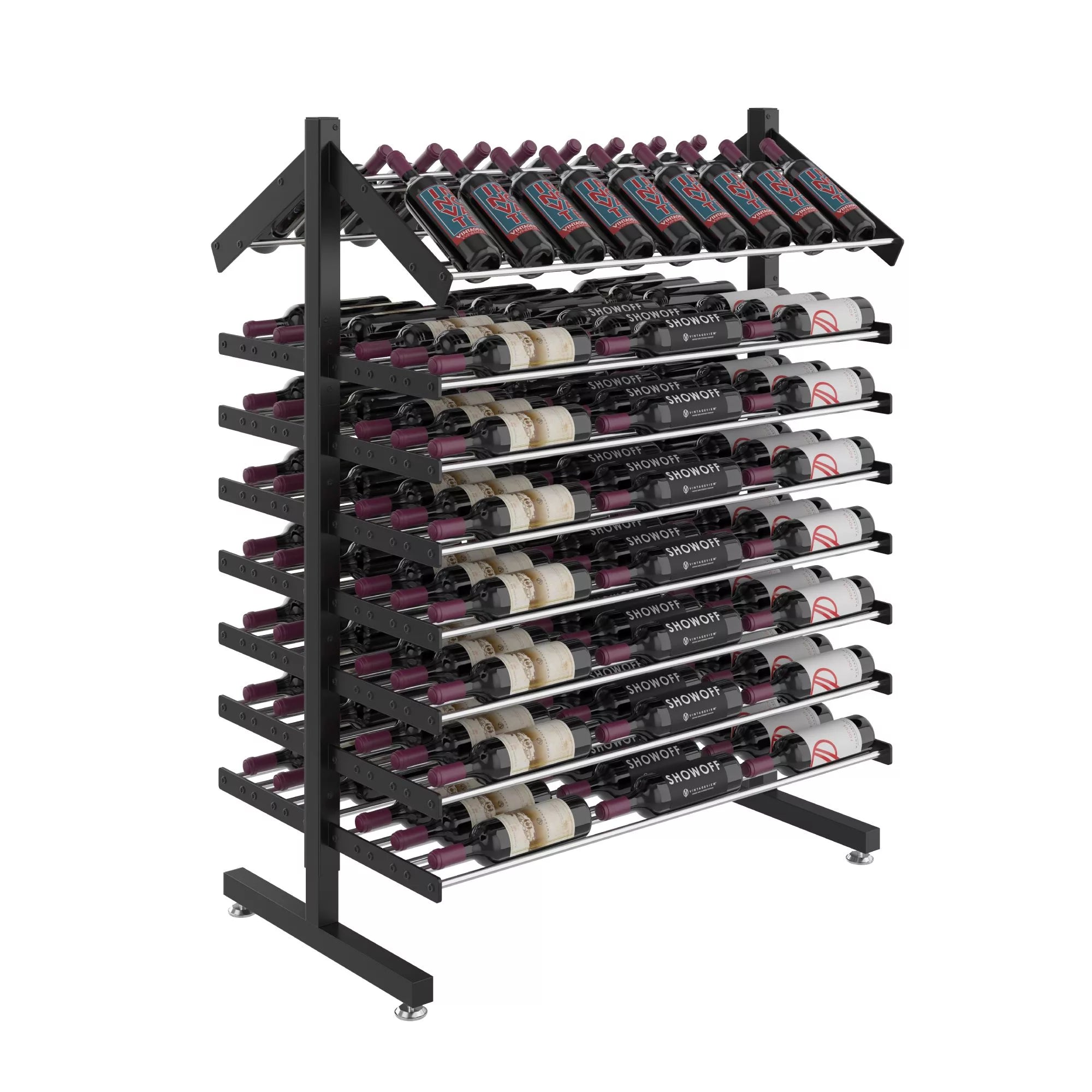 Evolution 144 Bottle Wine Rack - Premium Wooden Wine Storage Display for Home, Bar, or Restaurant - Perfect for Wine Cellar Organization & Entertaining Guests