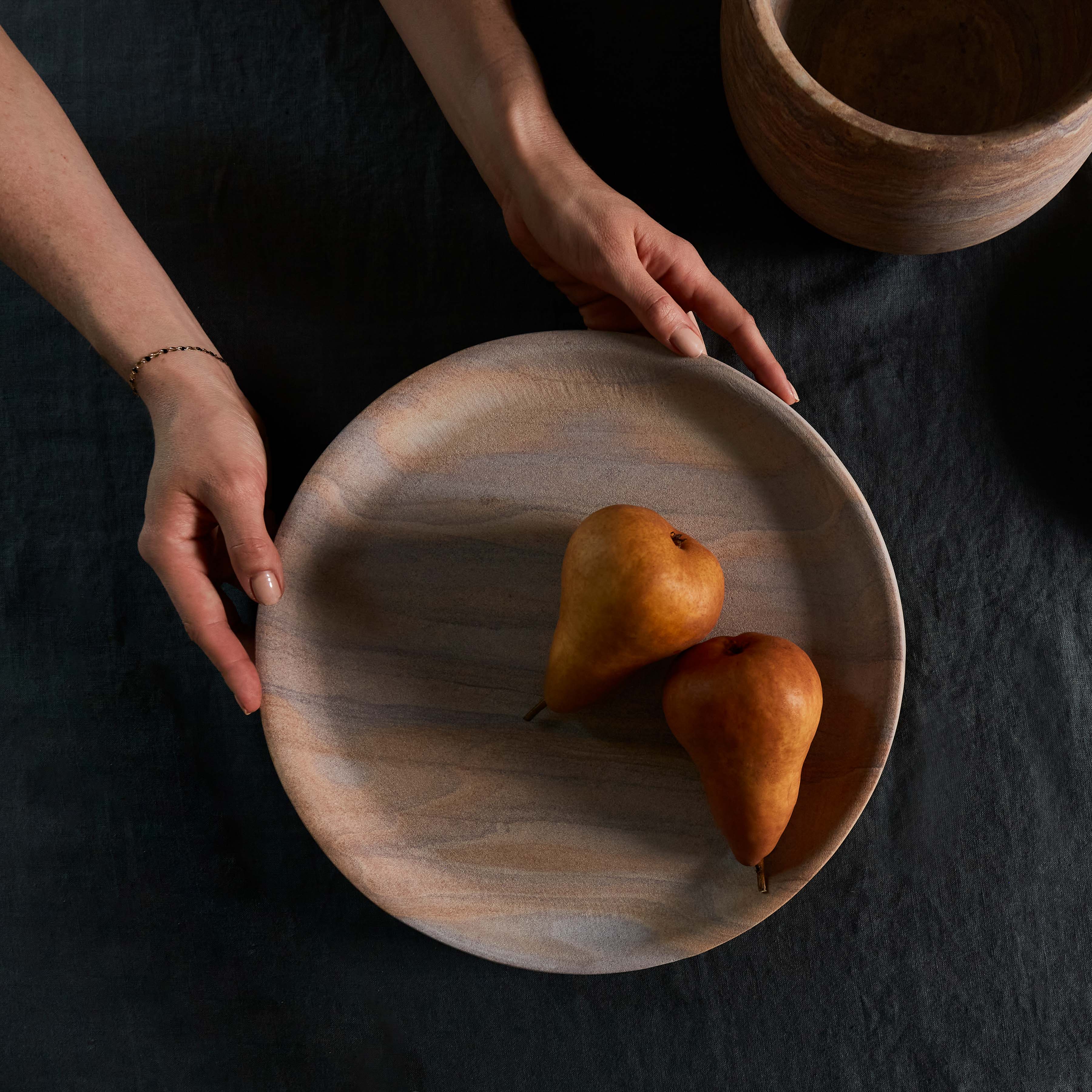 Eshana Handcrafted Sandstone Serving Tray - Natural Stone Appetizer Platter for Cheese, Charcuterie & Entertaining - Perfect for Dining, Kitchen & Home Decor