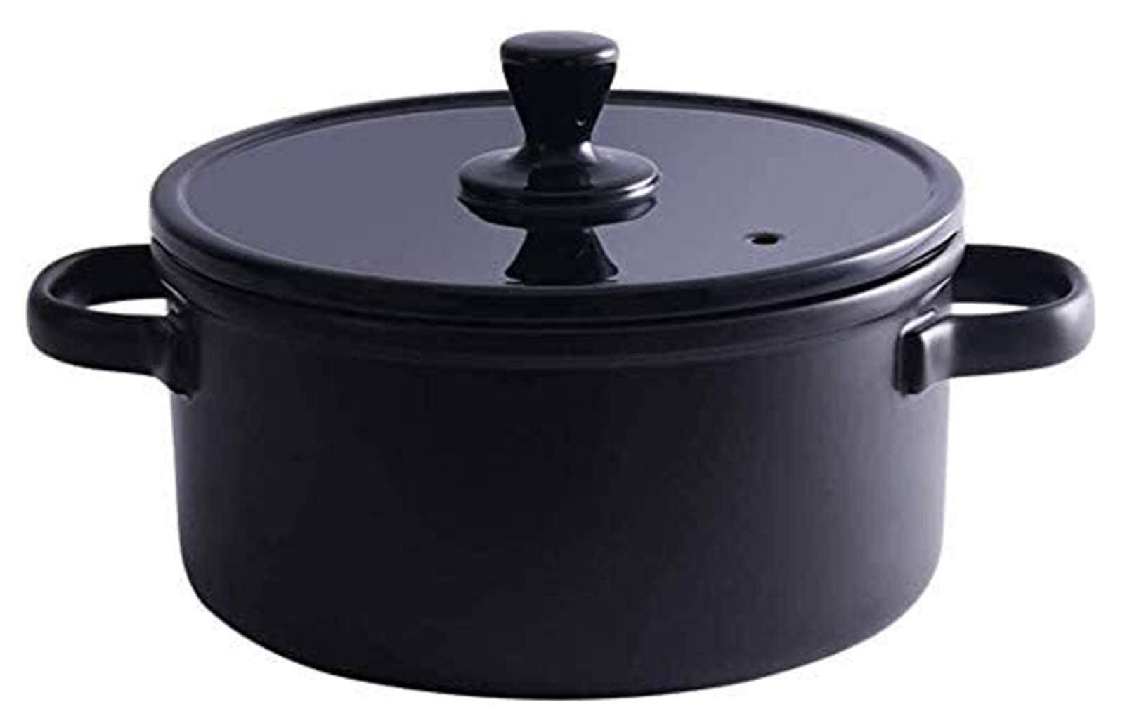 Premium NC Clay Pot with Lid - Round Ceramic Saucepan for Healthy Cooking, Heat Resistant Korean Bibimbap Pot (0.95 Quart & 2.1 Quart, Black) - Perfect for Slow Cooking, Stews, Rice Dishes & Traditional Korean Meals