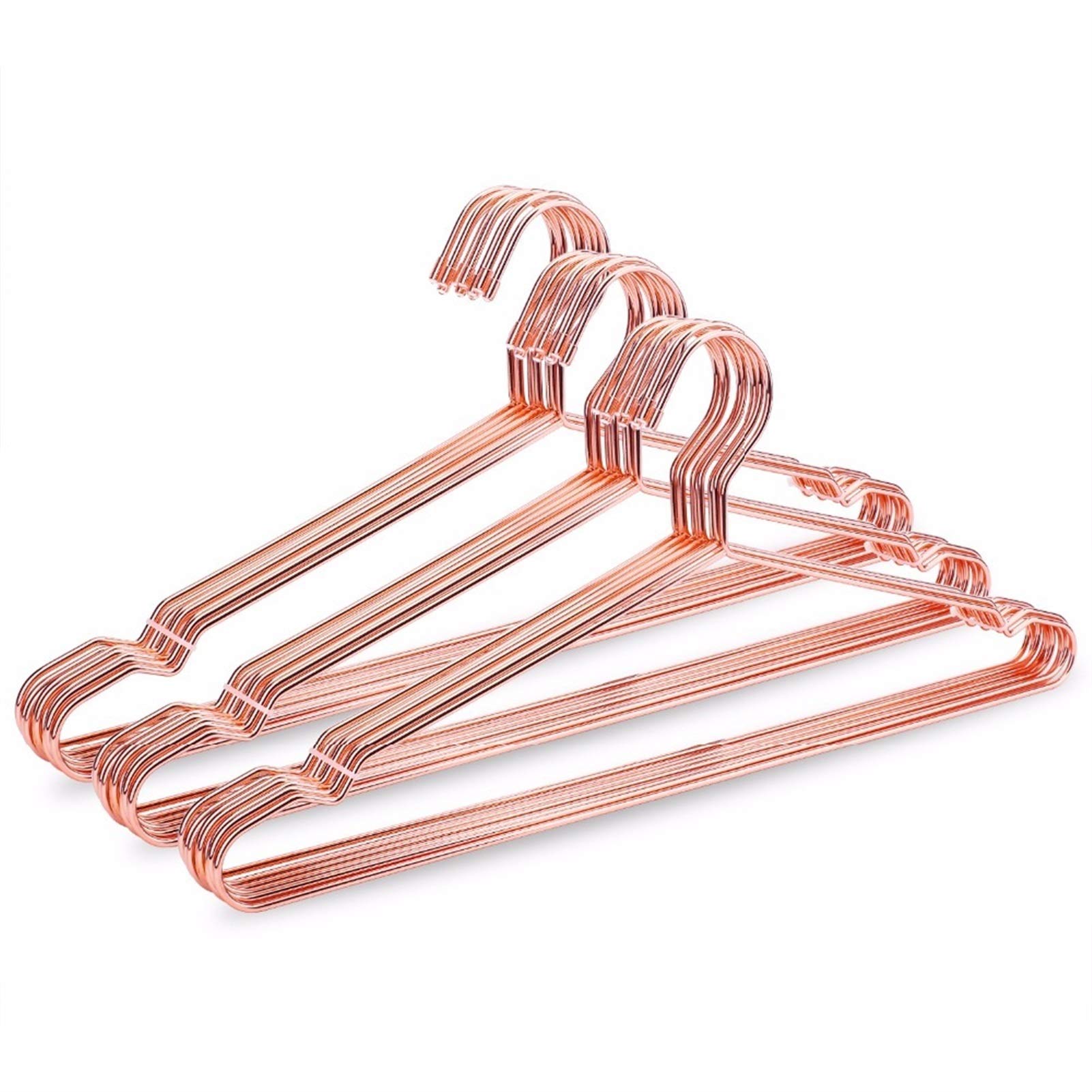 Premium Rose Gold & Copper Metal Hangers - Heavy Duty Fluted Suit Hangers (30 Pack) for Luxury Closet Organization - Ideal for Dresses, Coats & Formal Wear Storage