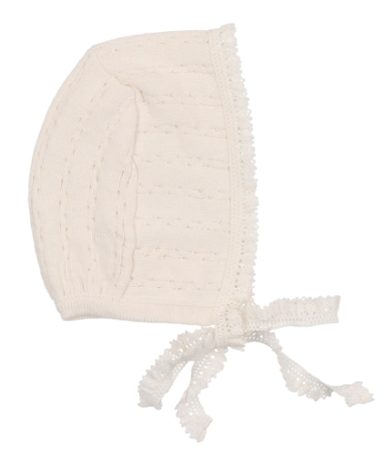 LILETTE Pointelle Knit Bonnet for Babies 3-6 Months - Soft & Breathable Newborn Hat for Winter & Photo Shoots