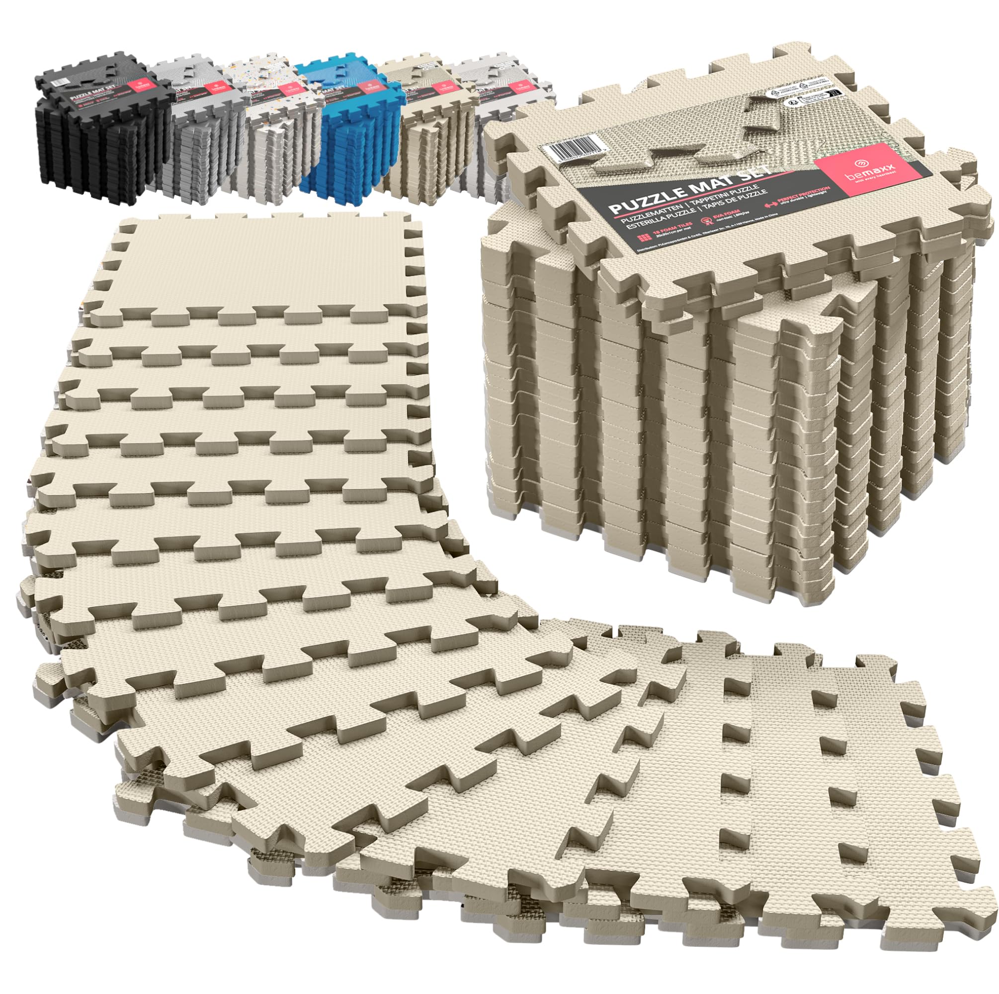 Interlocking EVA Foam Gym Floor Mats - 18-Piece Puzzle Exercise Mat Set for Home Gym, Workout & Play Areas | Non-Slip Protective Flooring for Fitness, Yoga, Garage & Poolside | Soft Rubber Tile Surface for Sports & Kids Play
